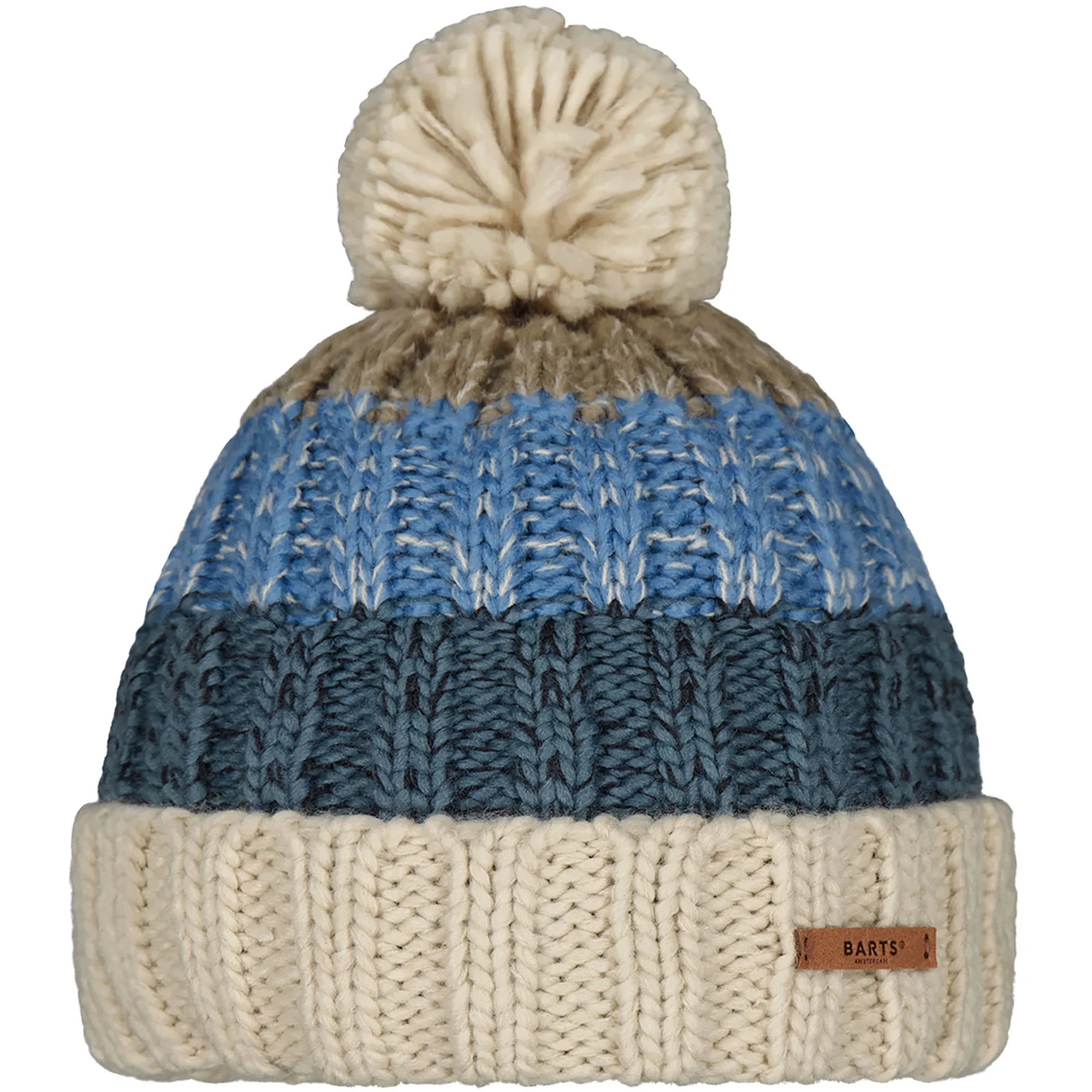 Barts Mens Wilhelm Cuffed Mixed Knit Knitted Bobble Hat - Image 7