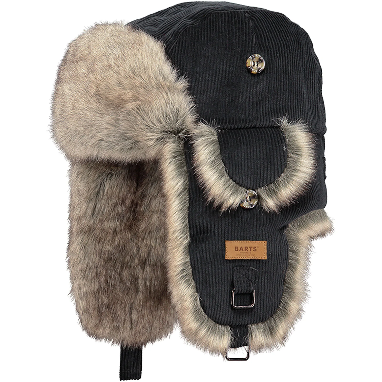 Barts Rib Cord Faux Fur Lining Strap Bomber Hat - Image 2