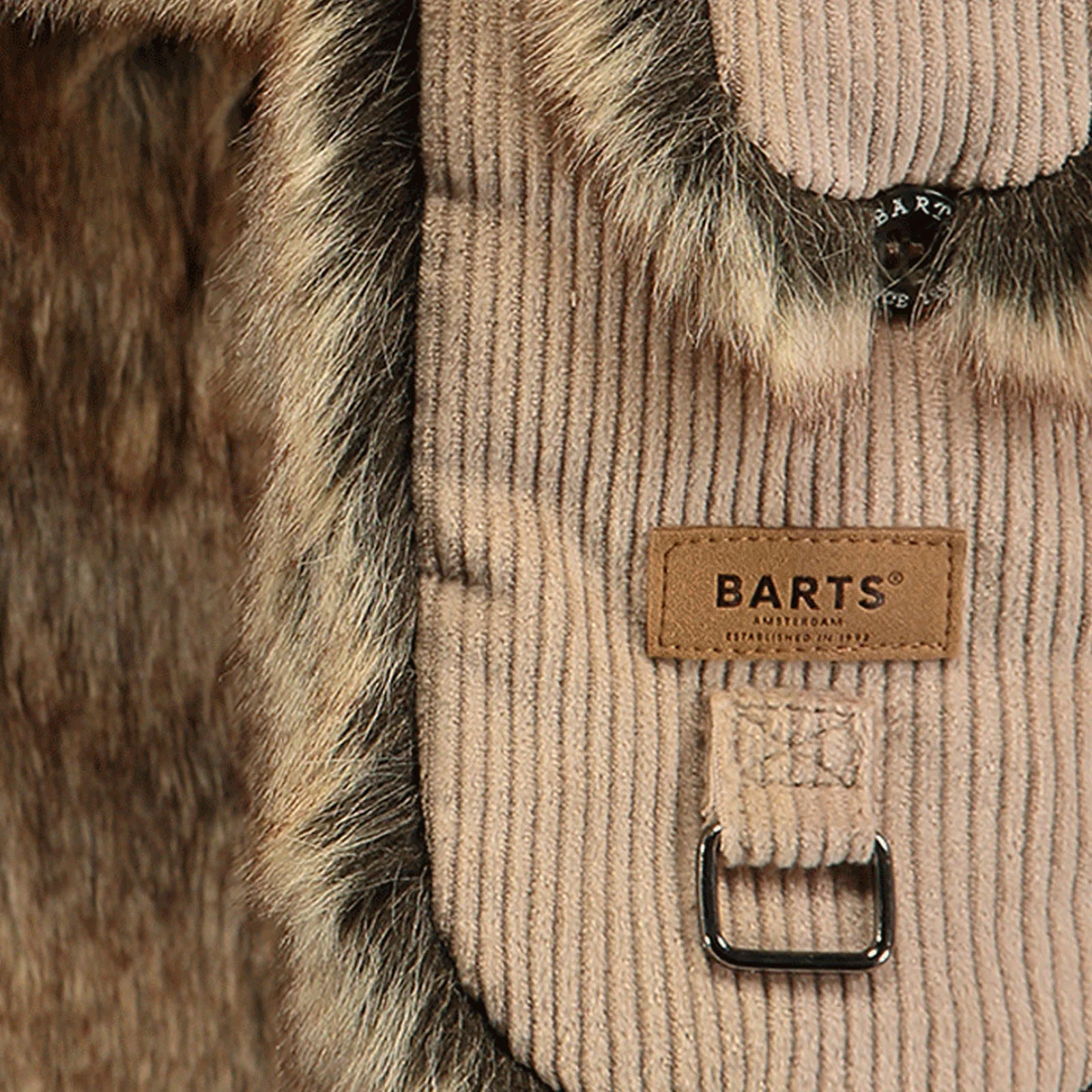 Barts Rib Cord Faux Fur Lining Strap Bomber Hat - Image 8