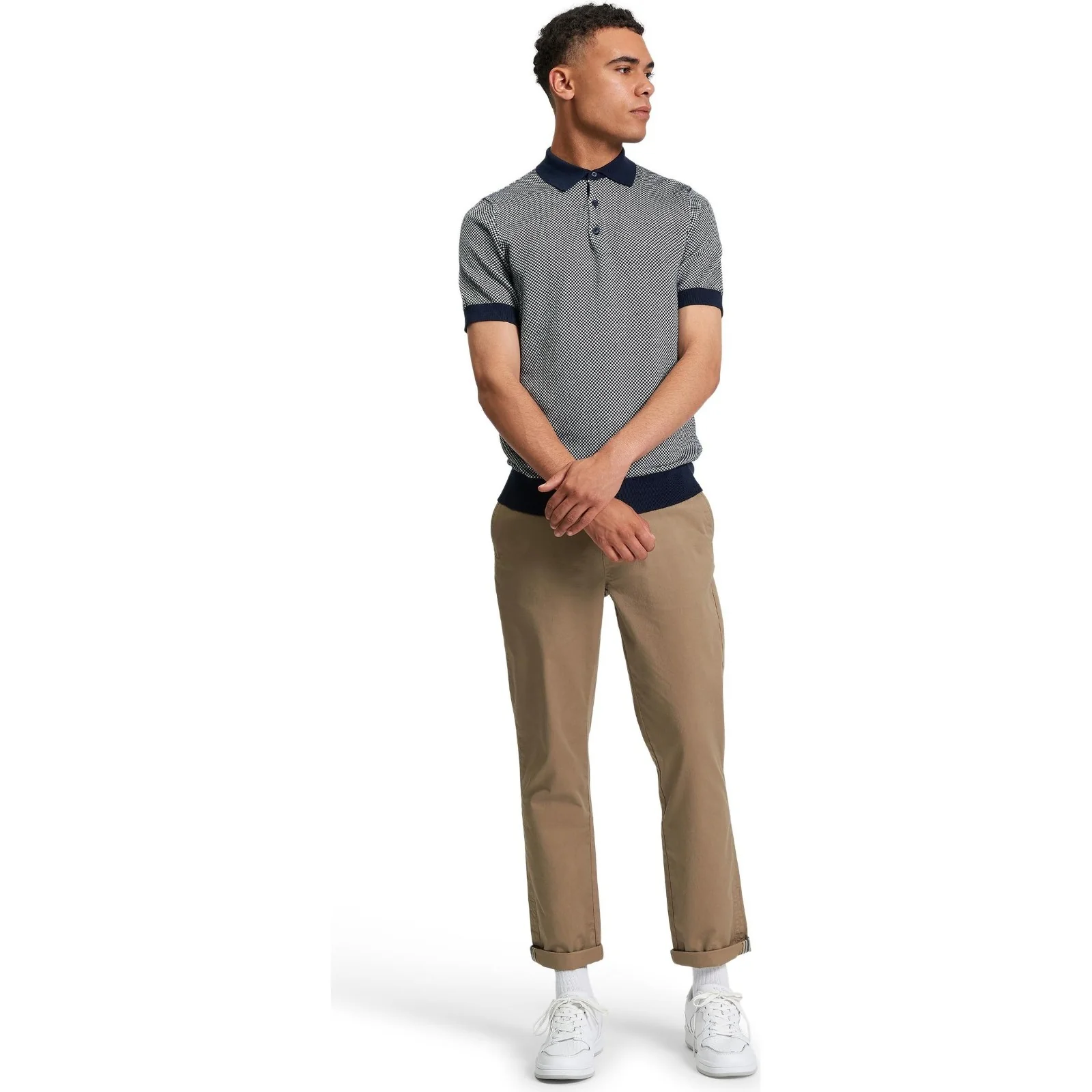 Ben Sherman Mens Bicoloured Textured Short Sleeve Polo Shirt - Image 4