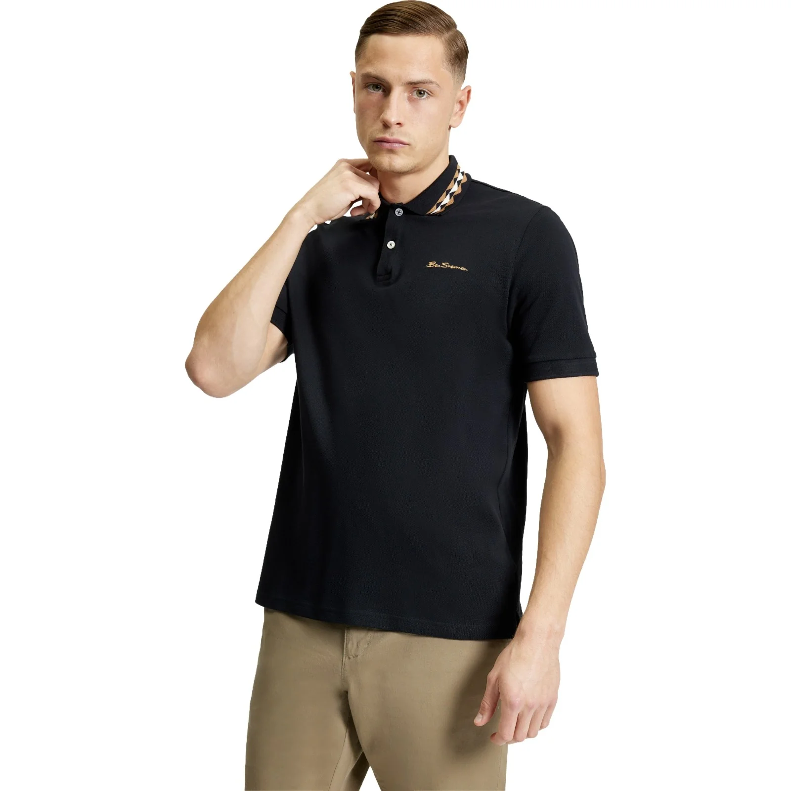 Ben Sherman Mens Collar Interest Short Sleeve Polo Shirt - Image 3