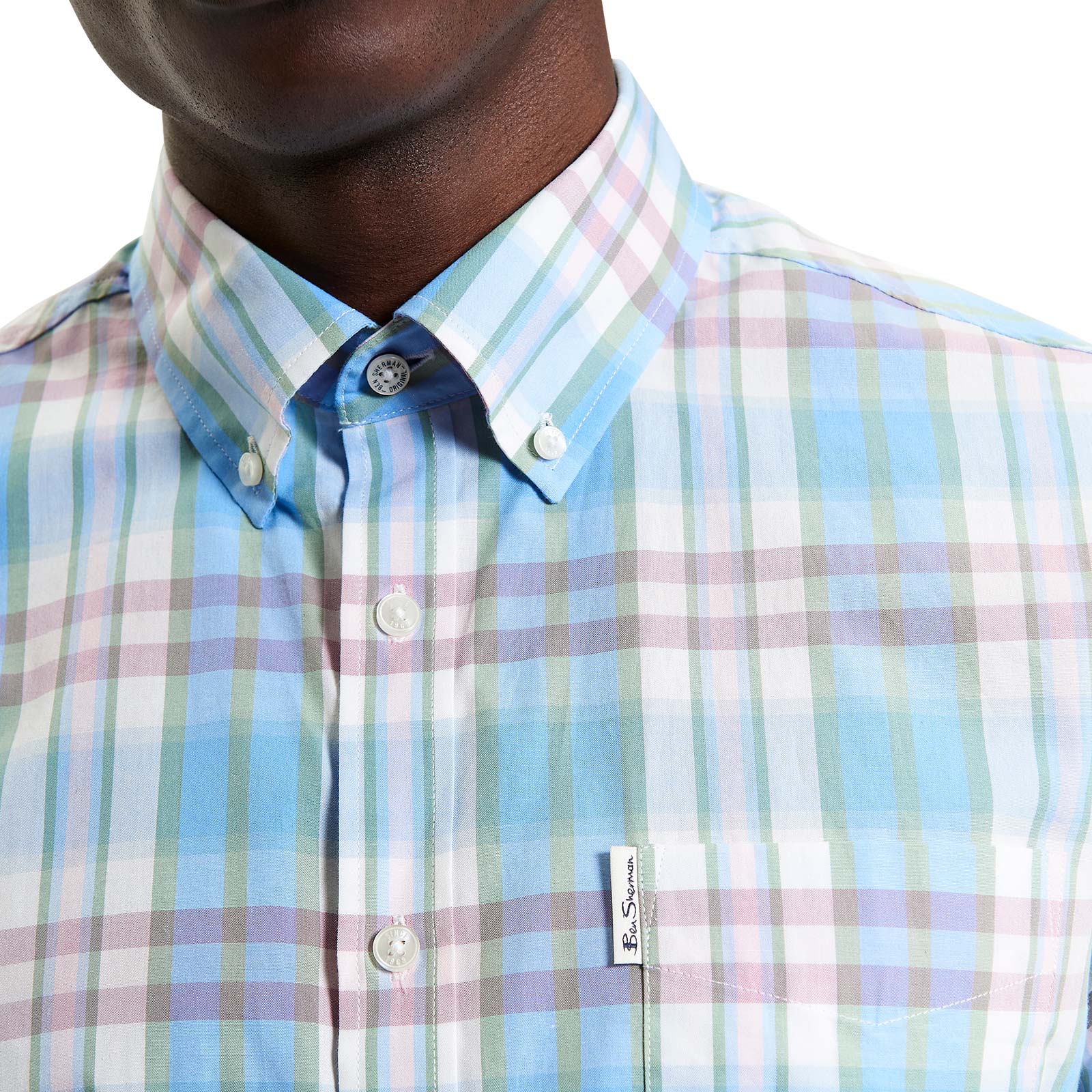 Ben Sherman Mens Irregular Check Big & Tall Short Sleeve Shirt - Image 9