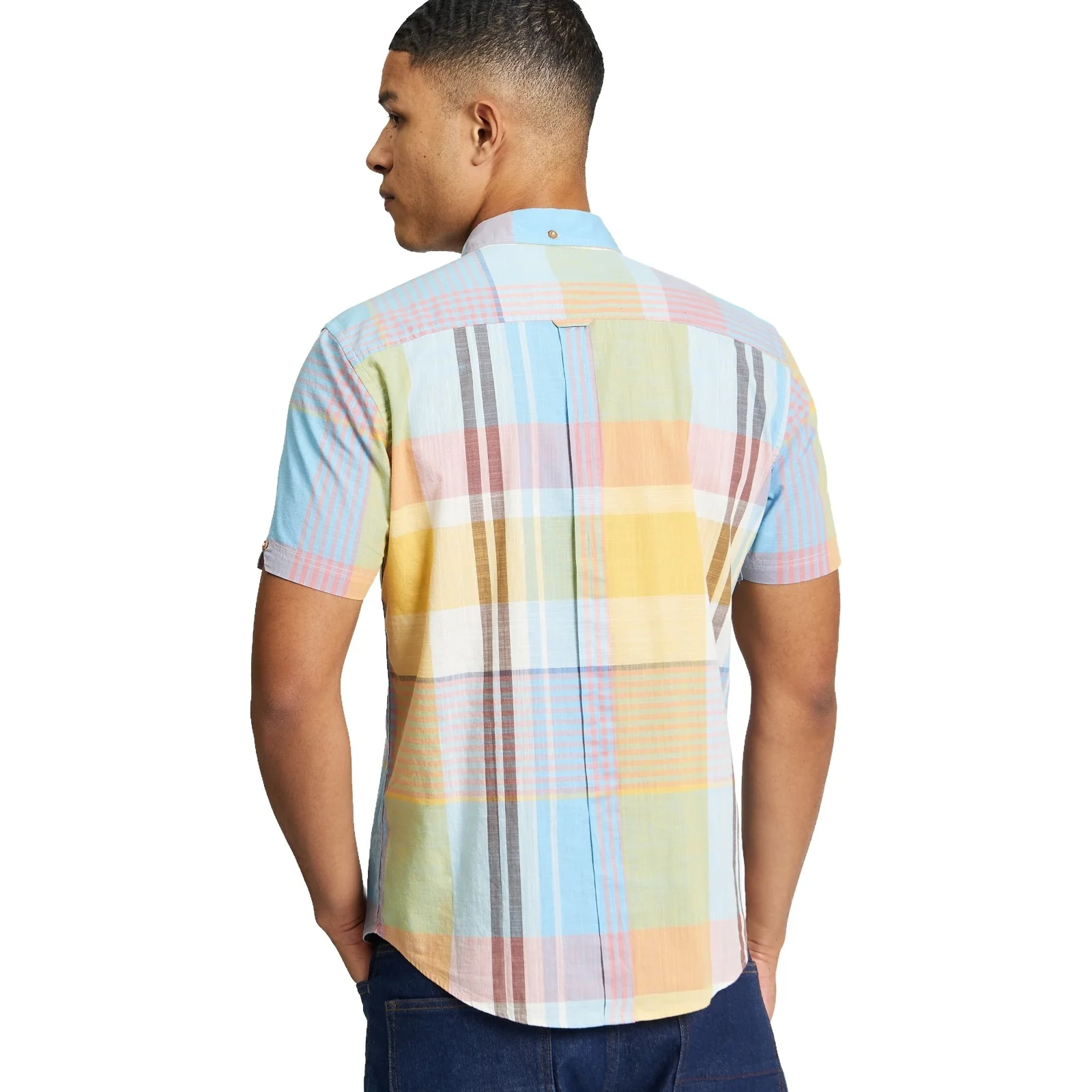 Ben Sherman Mens Large Madras Check Short Sleeve Shirt - Image 5