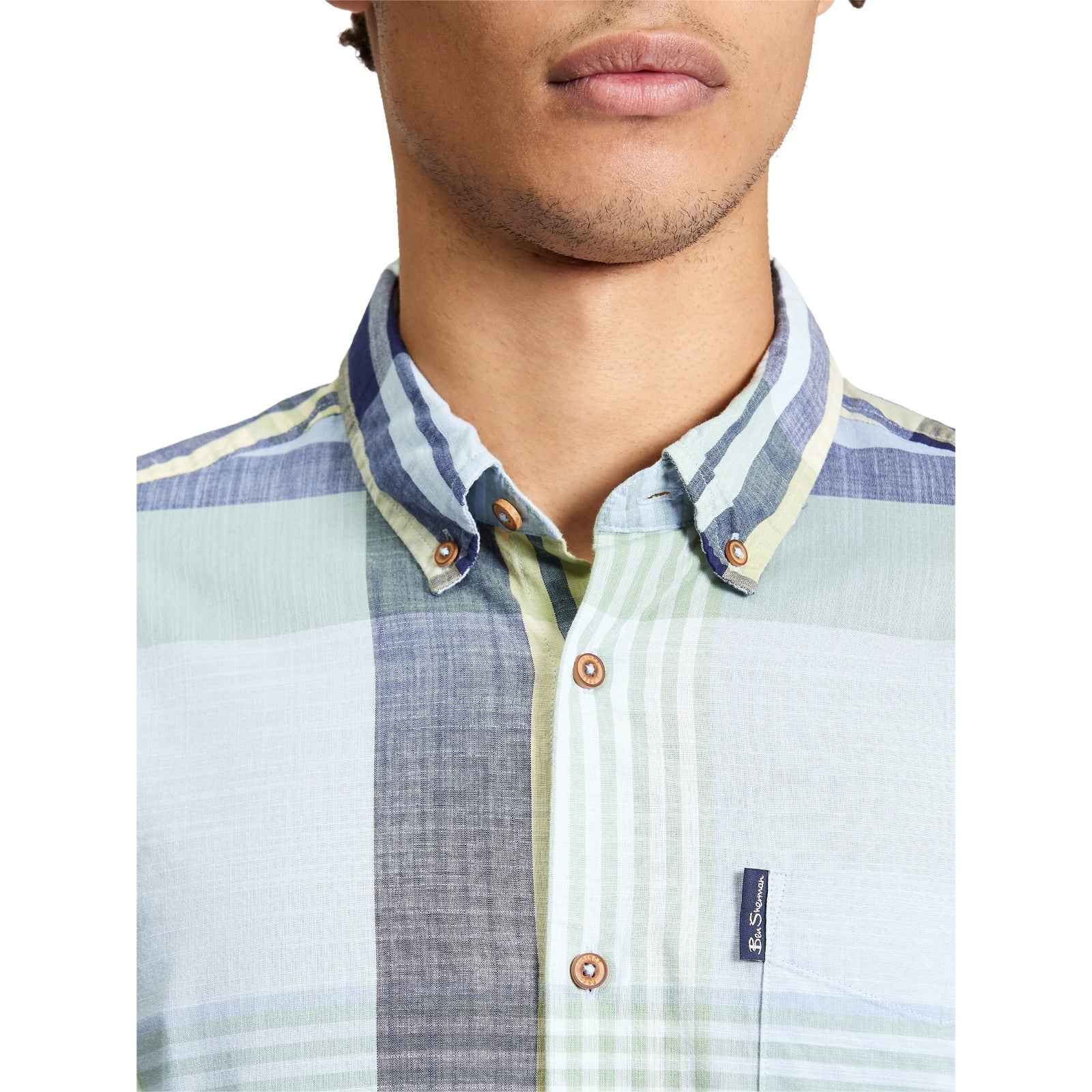 Ben Sherman Mens Large Madras Check Short Sleeve Shirt - Image 6