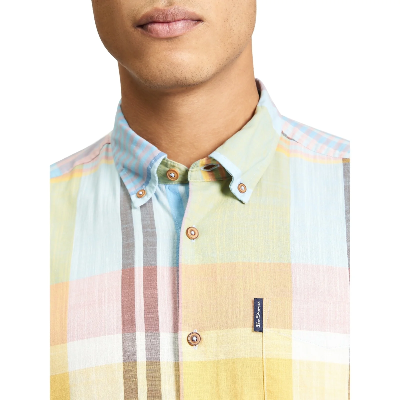 Ben Sherman Mens Large Madras Check Short Sleeve Shirt - Image 7