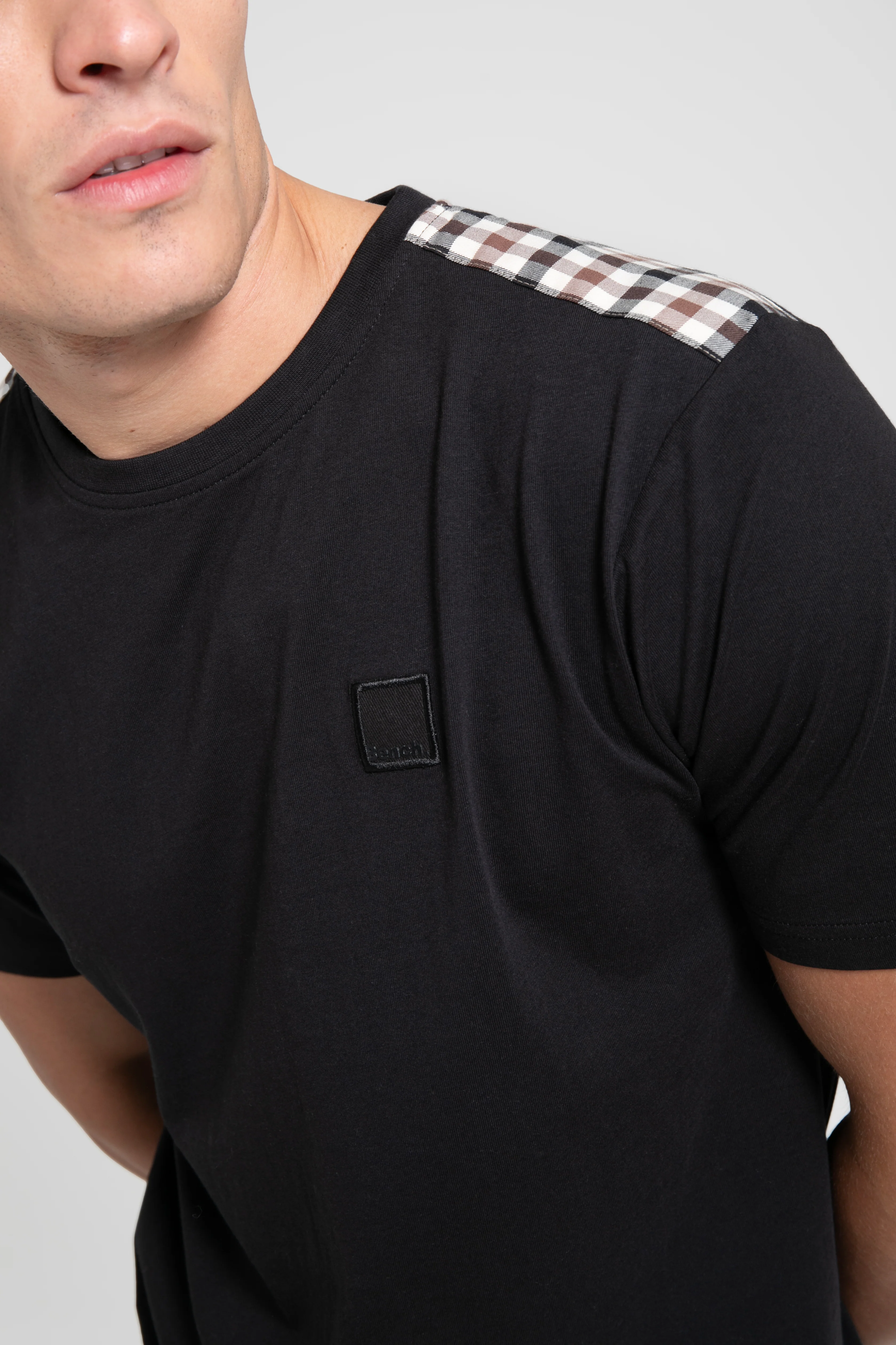 Bench Mens Duke Crew Neck Short Sleeve Check Detail T Shirt - Image 14