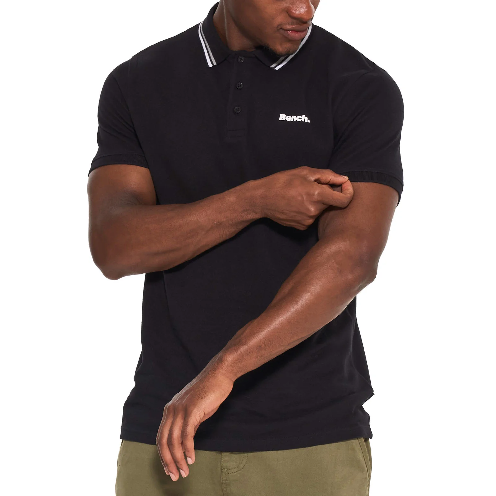 Bench Mens Gruff Twin Tipped Short Sleeve Cotton Polo Shirt - Image 2