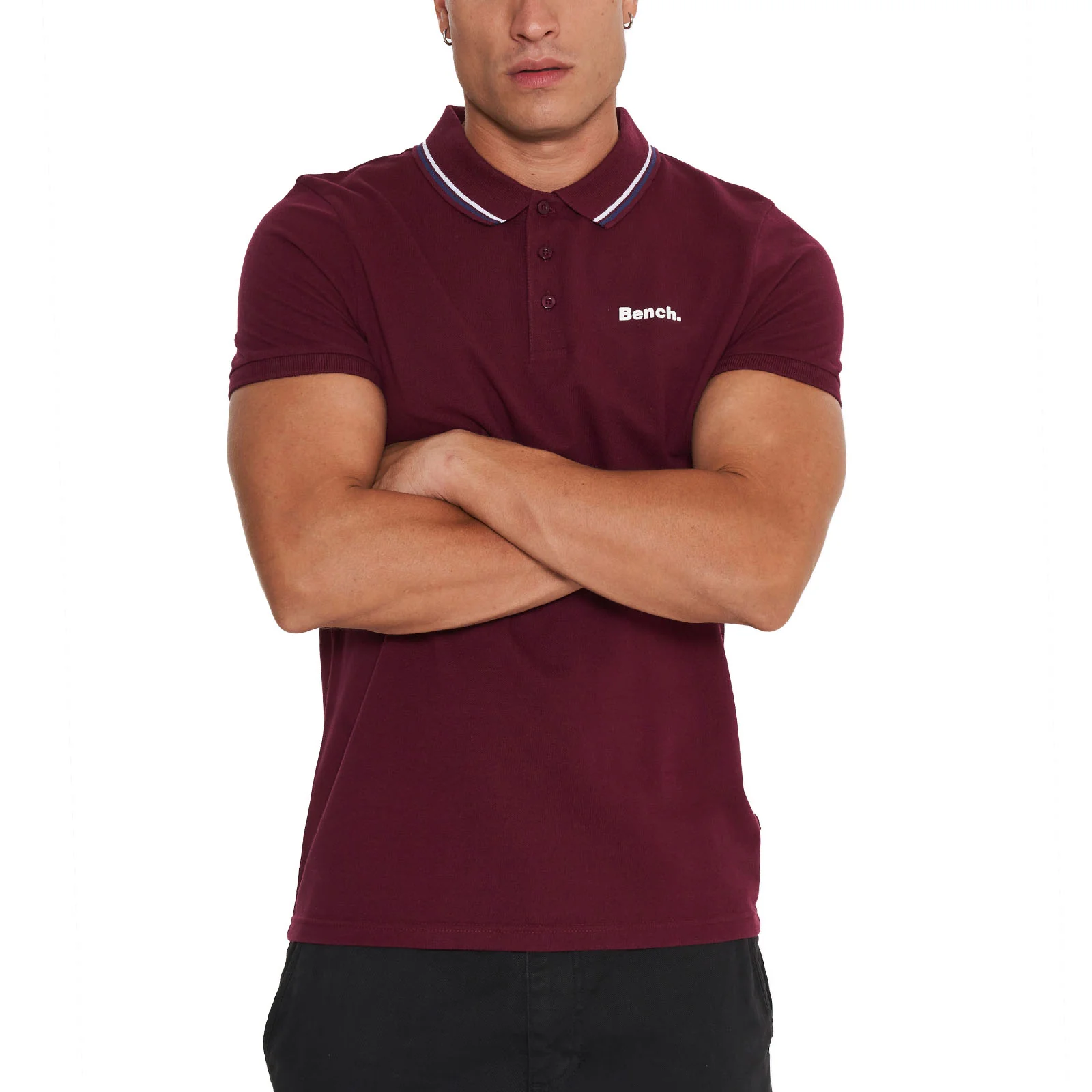 Bench Mens Gruff Twin Tipped Short Sleeve Cotton Polo Shirt - Image 3