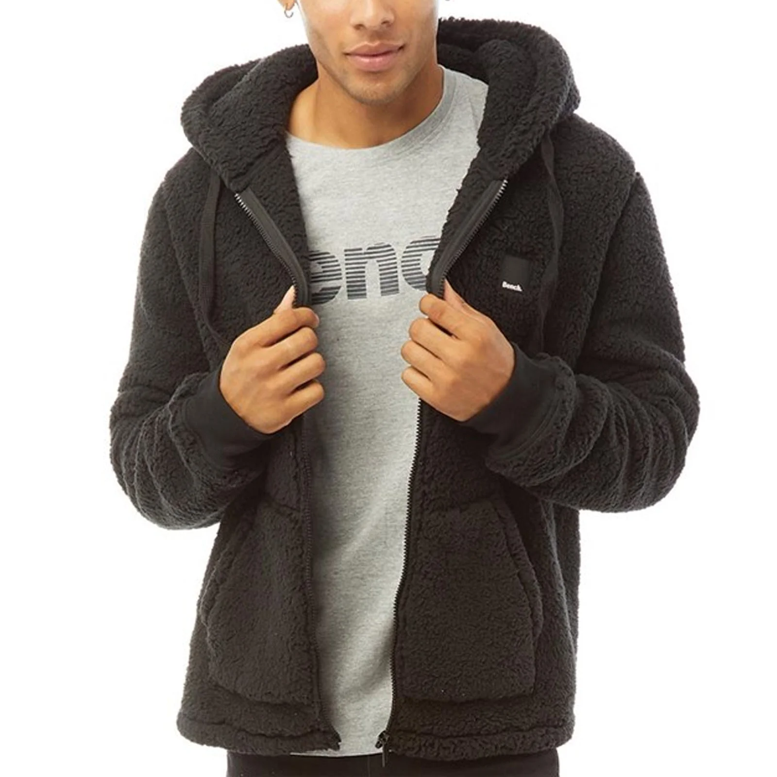 Bench Mens Tommy Borg Full Zip Teddy Bear Fleece Jacket - Image 2