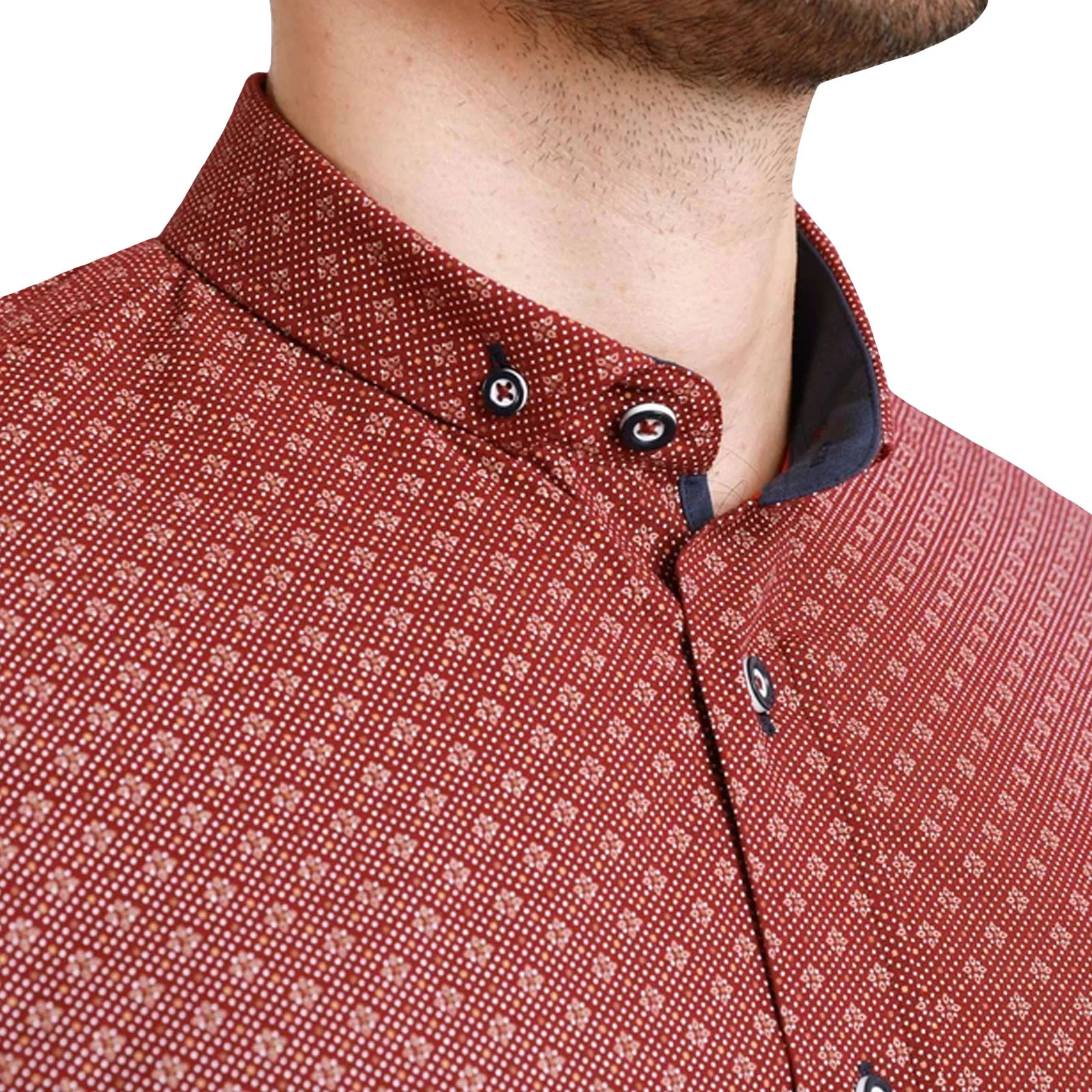 Bewley Ritch Mens Bushell Big Tall Geo Print Shirt - Burgundy - Image 4