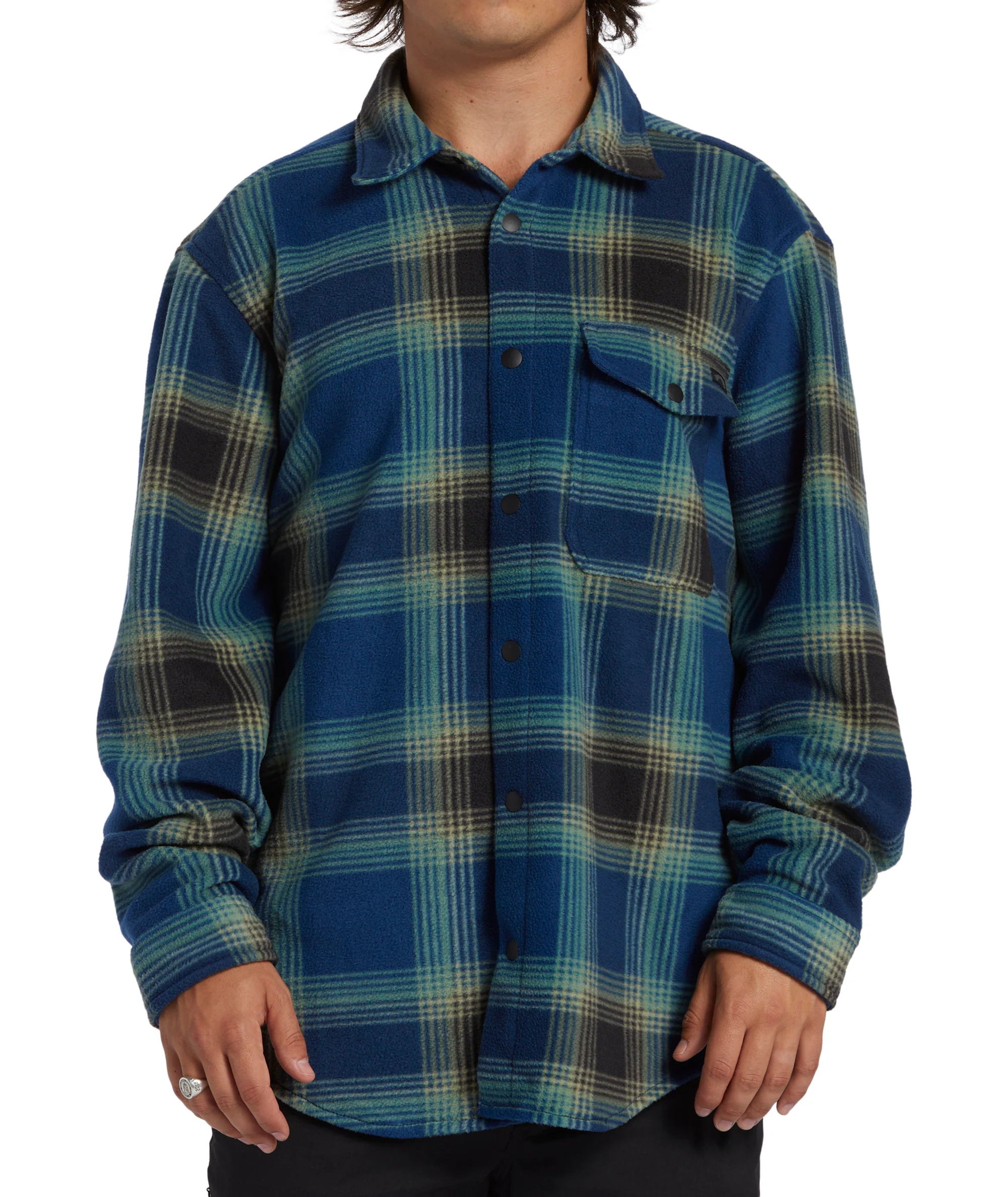 Billabong Mens Furnace Flannel Check Lumberjack Overshirt - Dark Blue - Image 5