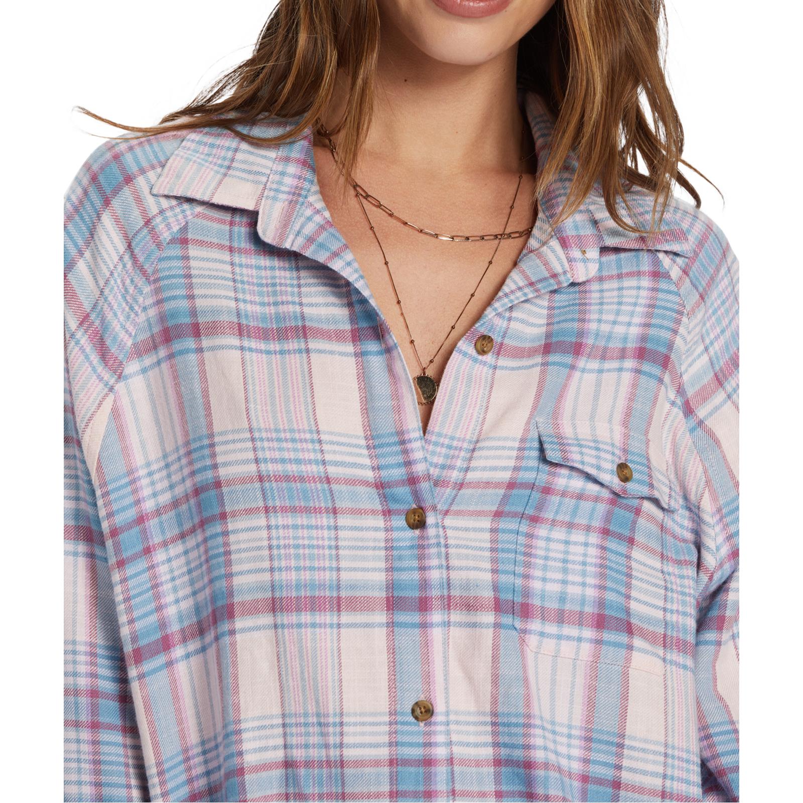 Billabong Womens Best Time Oversized Long Sleeve Checked Shirt - Image 5