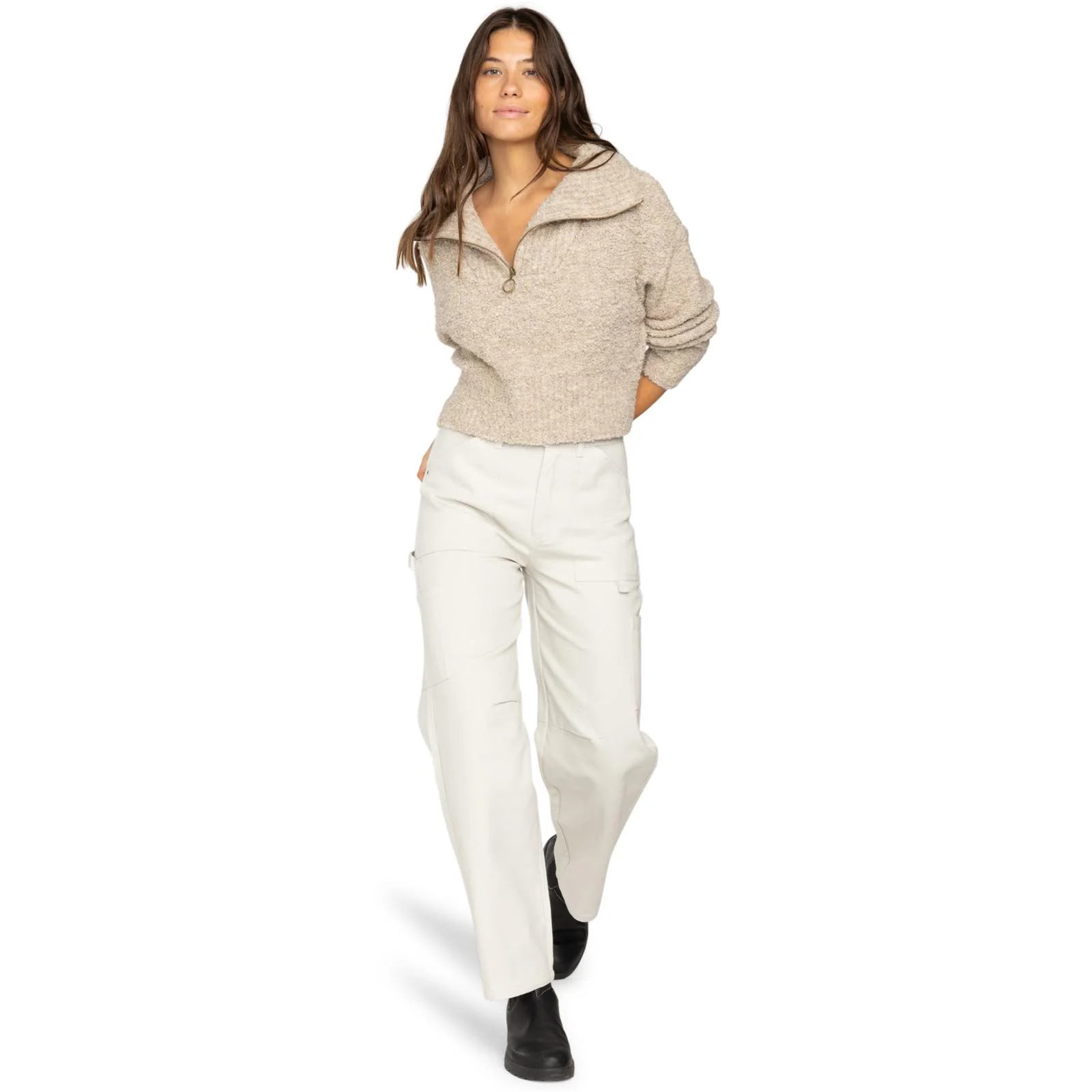 Billabong Womens Lost Heaven Half Zip Cropped Jumper - Image 4