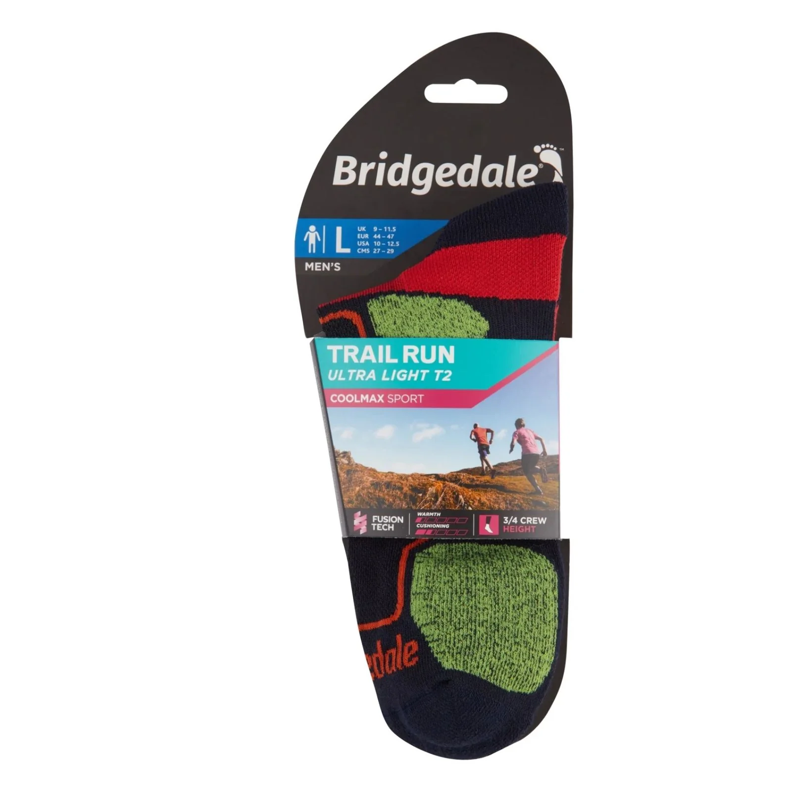 Bridgedale Mens Trail Run Ultralight T2 Coolmax Sport 3/4 Crew Socks - Image 9