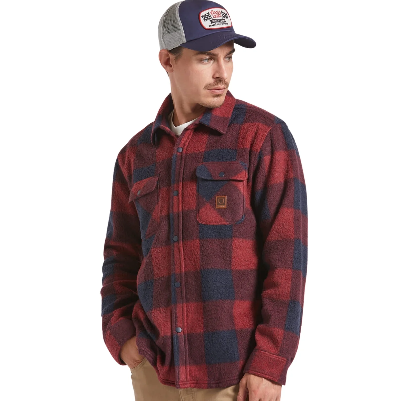 Brixton Mens Bowery Arctic Stretch Button Up Fleece - Image 4