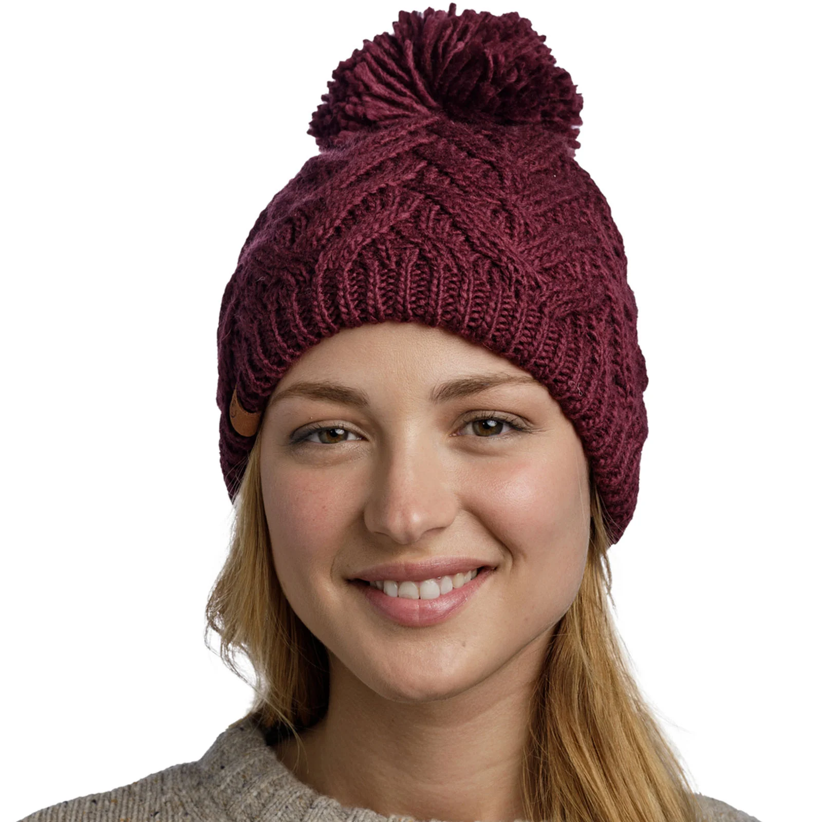Buff Unisex Knitted Fleece Lined Bobble Hat - Image 10