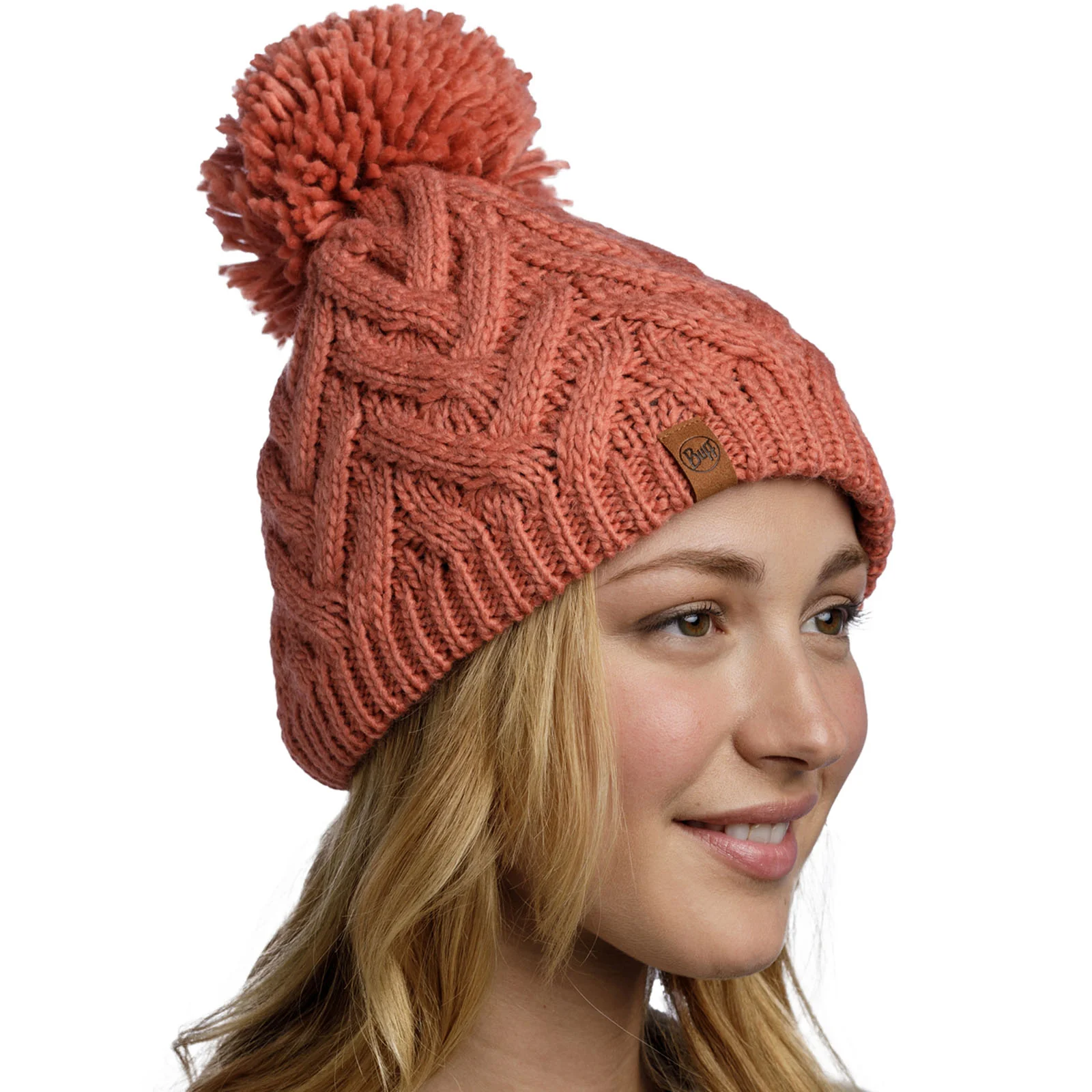 Buff Unisex Knitted Fleece Lined Bobble Hat - Image 11