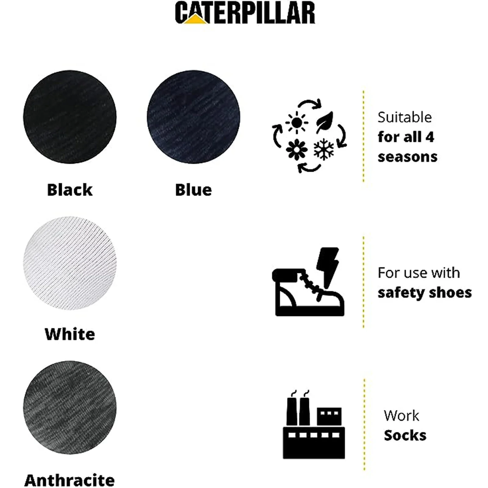 CAT Caterpillar Mens Heavy Duty Socks - Charcoal - Image 6