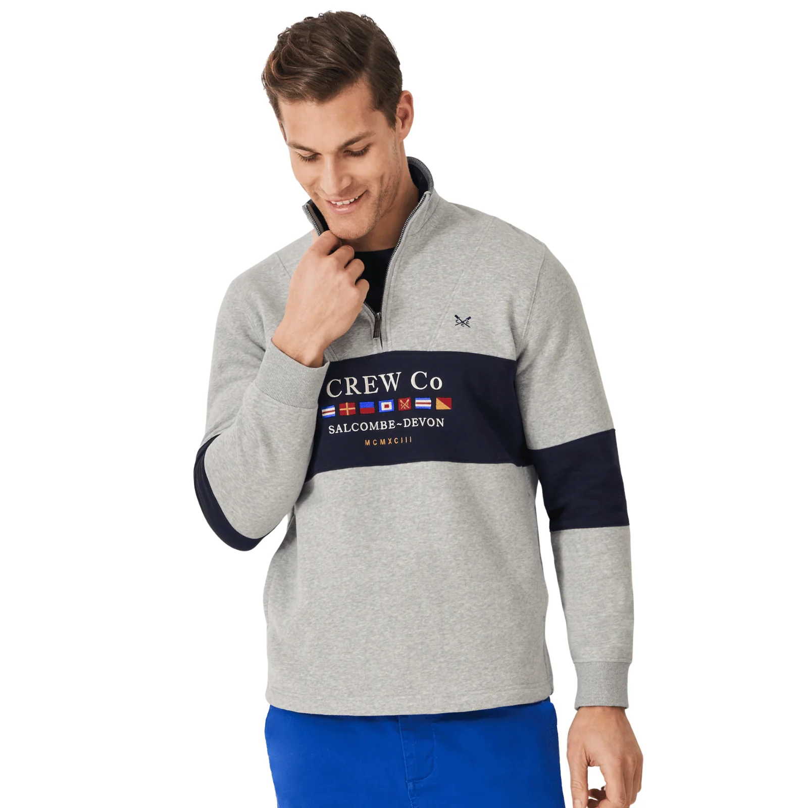 Crew Clothing Mens Cut And Sew Graphic Half Zip Sweatshirt - Image 3