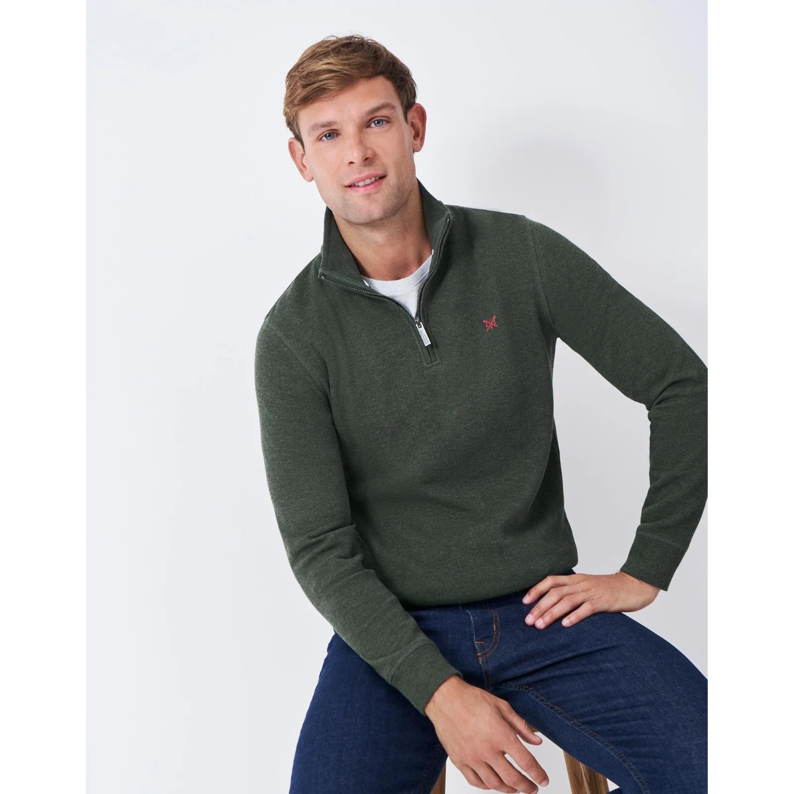 Crew Clothing Mens French Rib Half Zip Sweatshirt - Image 5