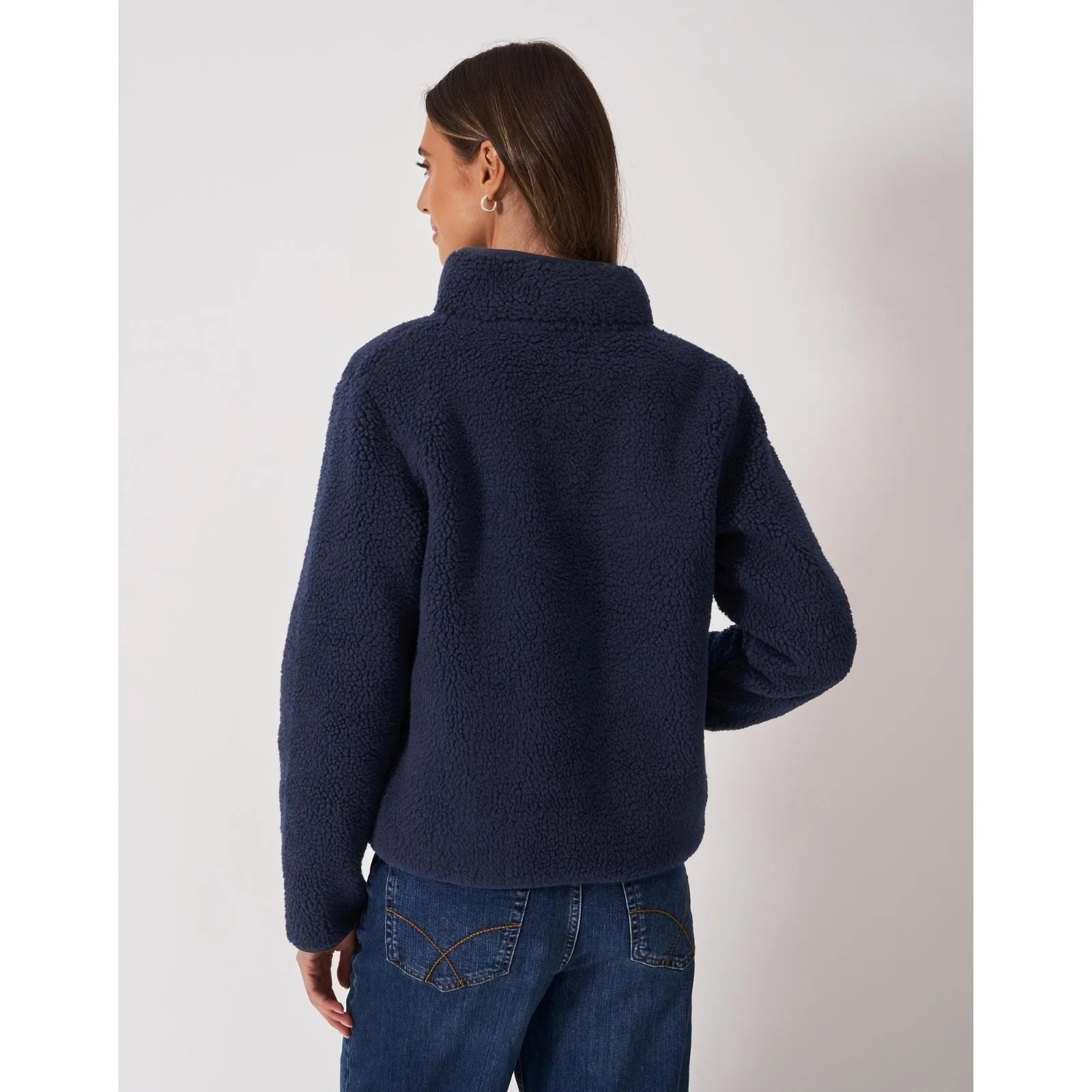 Crew Clothing Womens Boucle Bonded Zip Through Half Zip Fleece - Image 9