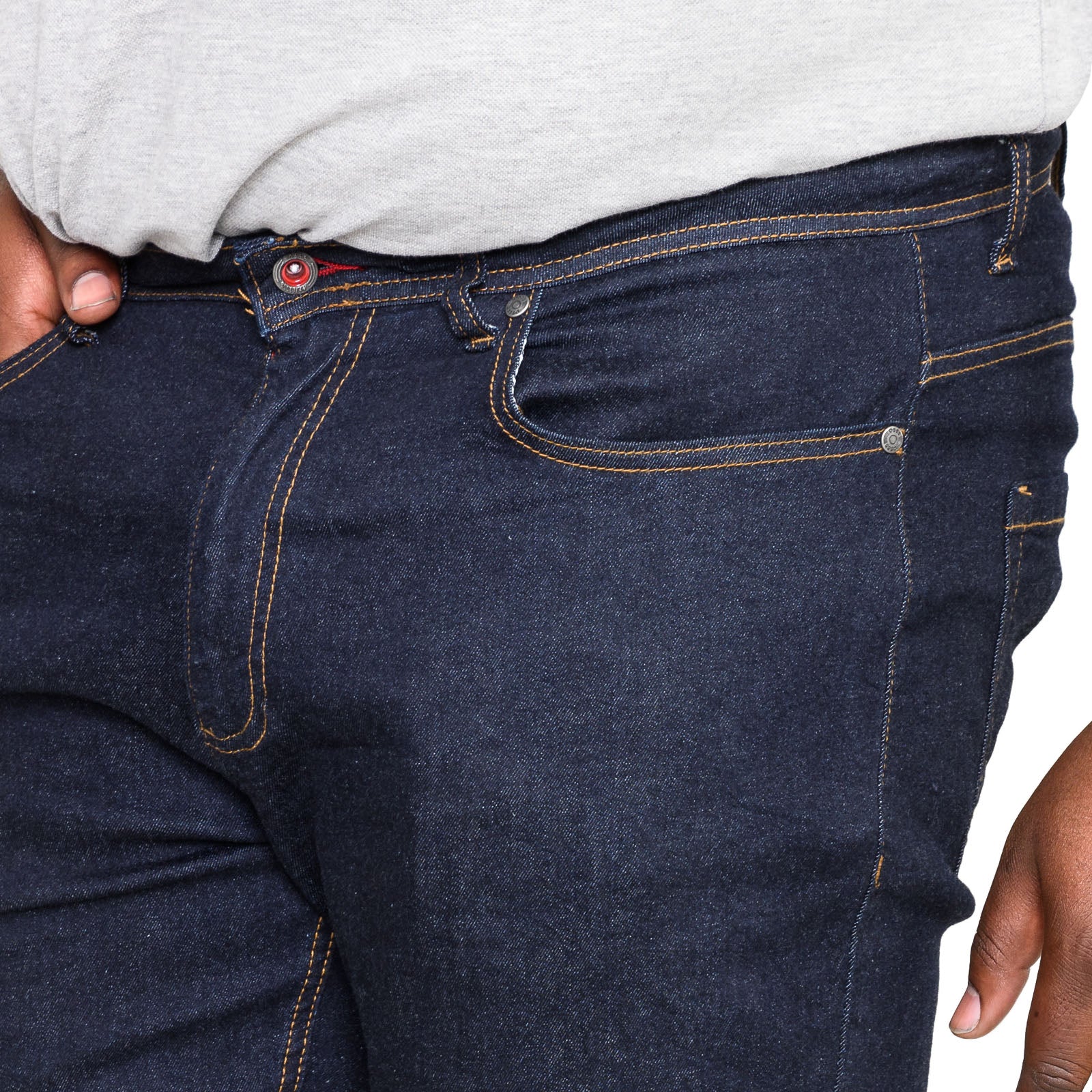 D555 Mens Cedric Big & Tall Kingsize Tapered Fit Stretch Jeans - Indigo - Image 3