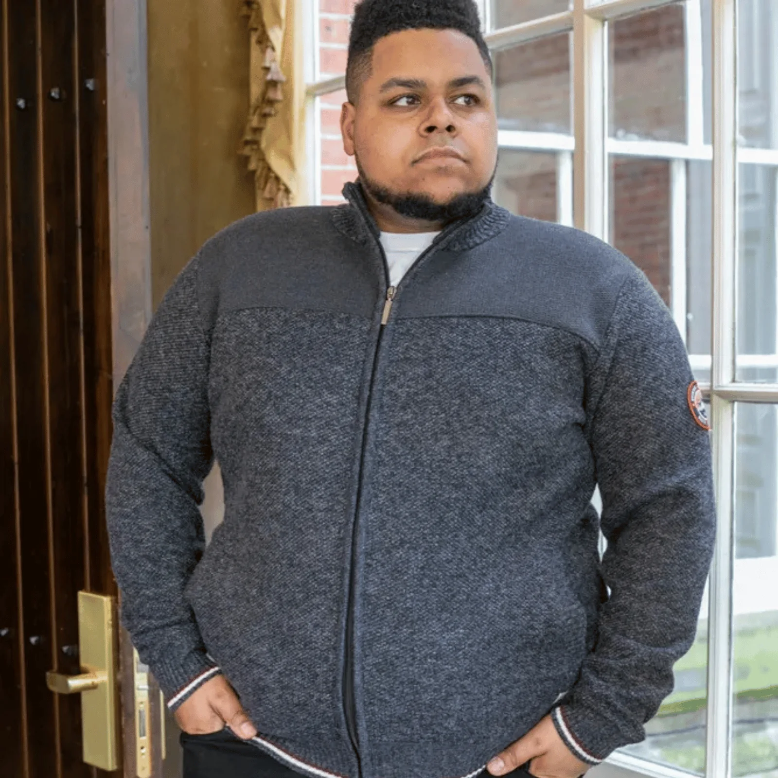 D555 Mens Aberdare Big & Tall Full Zip Knitted Jacket - Image 3