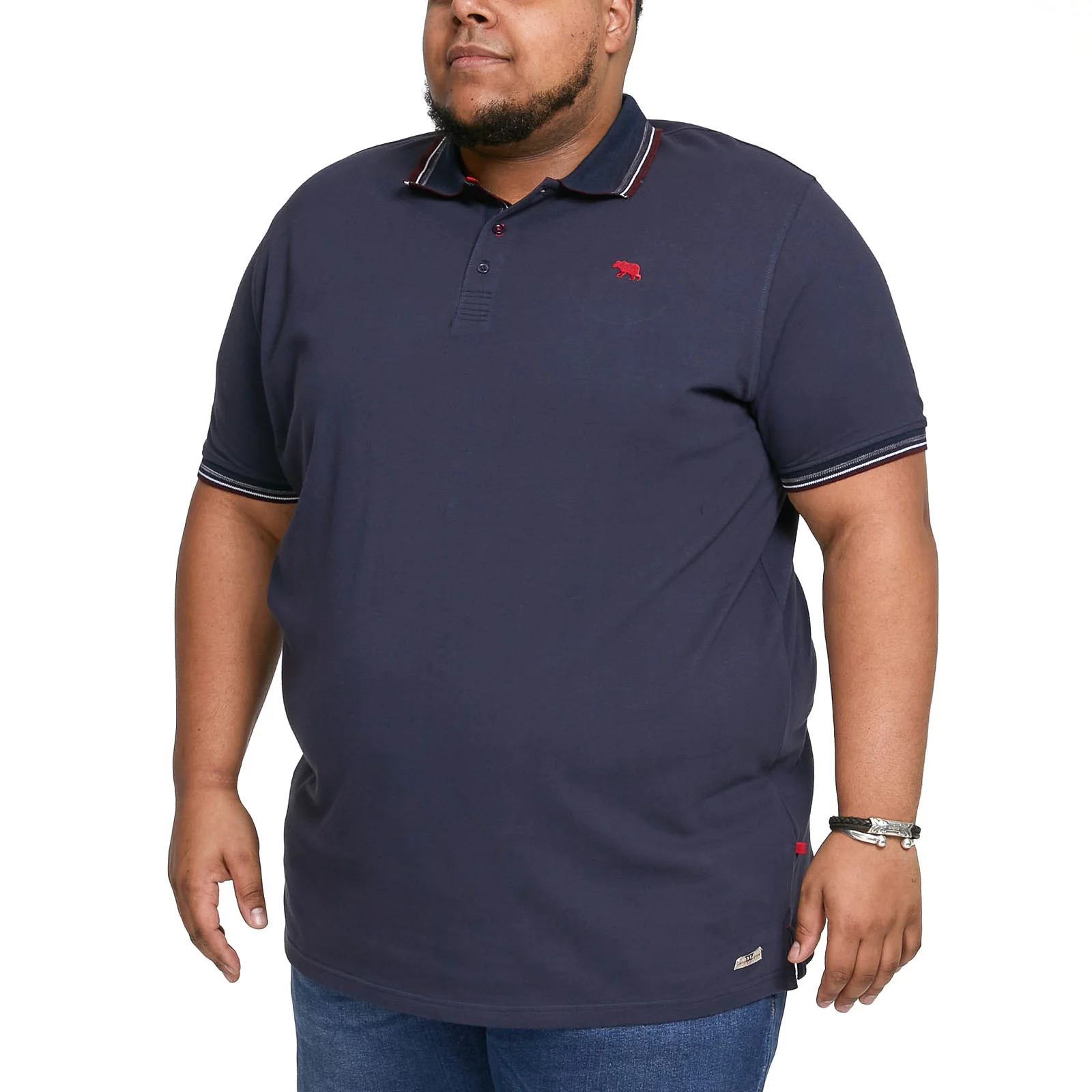 D555 Mens Benjamin Big & Tall Short Sleeve Tipped Pique Polo Shirt Top - Image 2