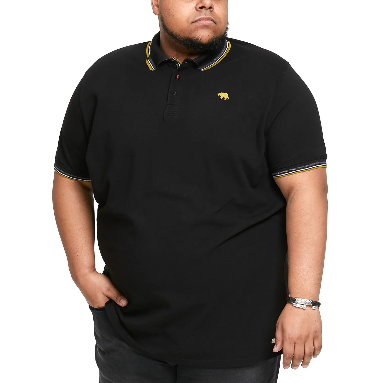 D555 Mens Benjamin Big & Tall Short Sleeve Tipped Pique Polo Shirt Top - Image 7