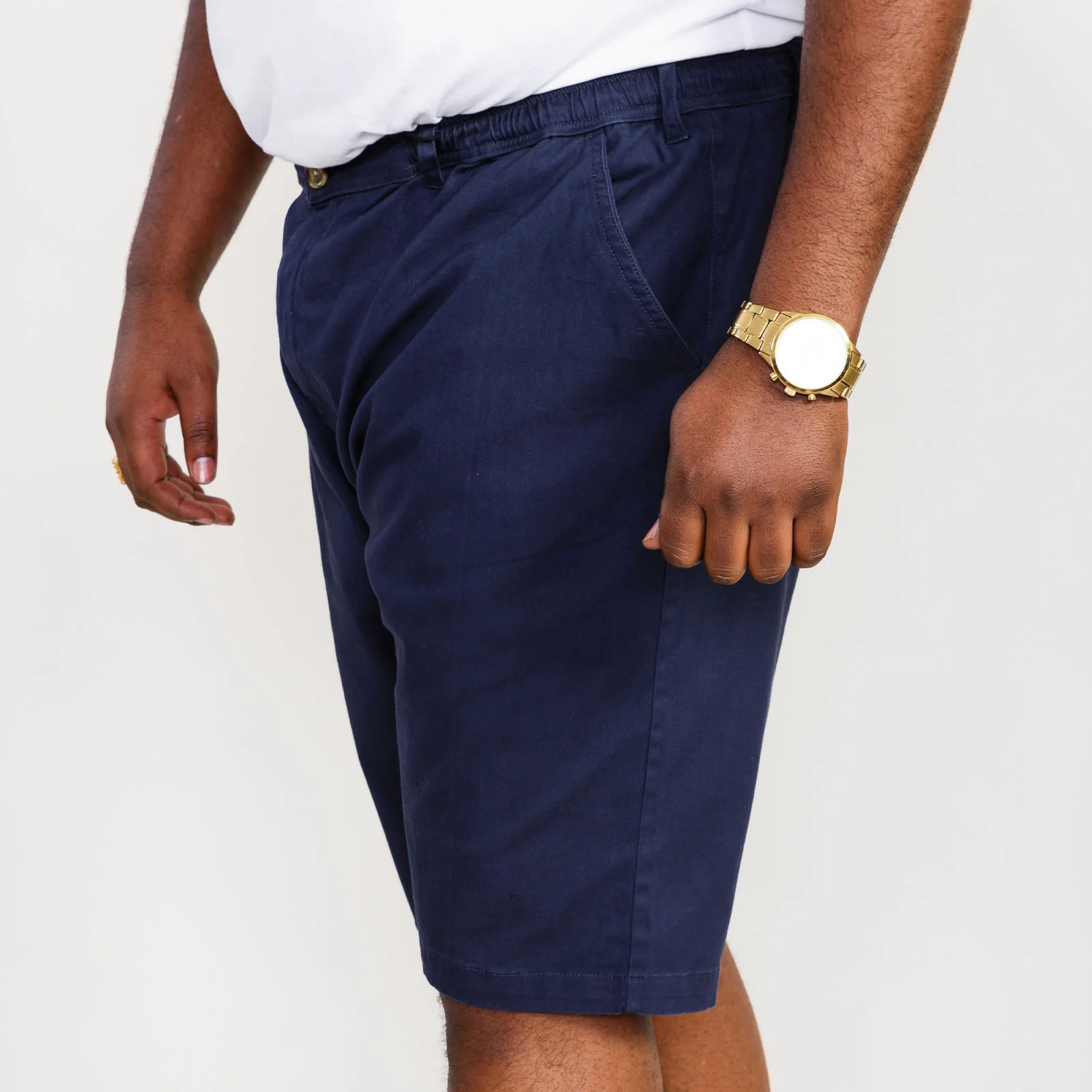 D555 Mens Butley Big & Tall Elasticated Stretch Shorts - Navy - Image 2