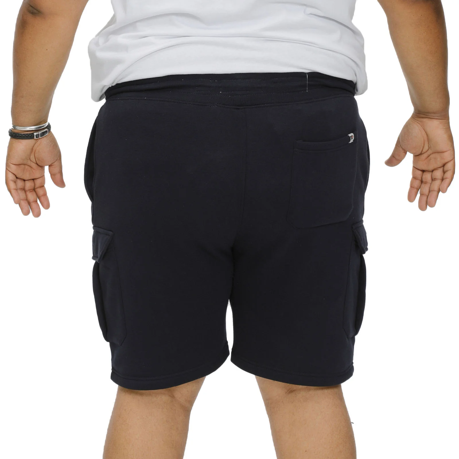 D555 Mens Cyrus Big Tall Elasticated Fleece Cargo Shorts - Navy - Image 2