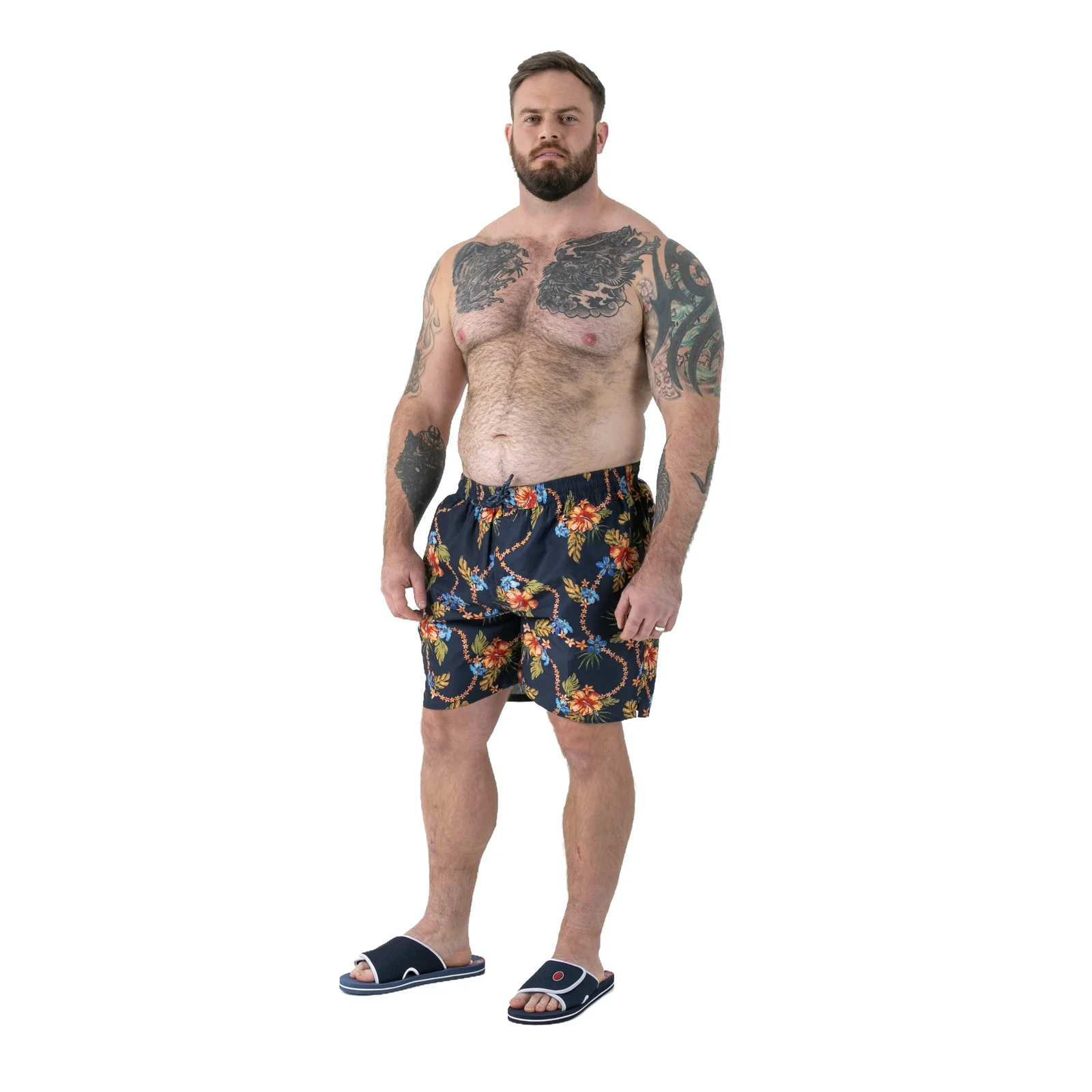 D555 Mens Dawson Big & Tall Hawaiian Print Swim Shorts - Image 2