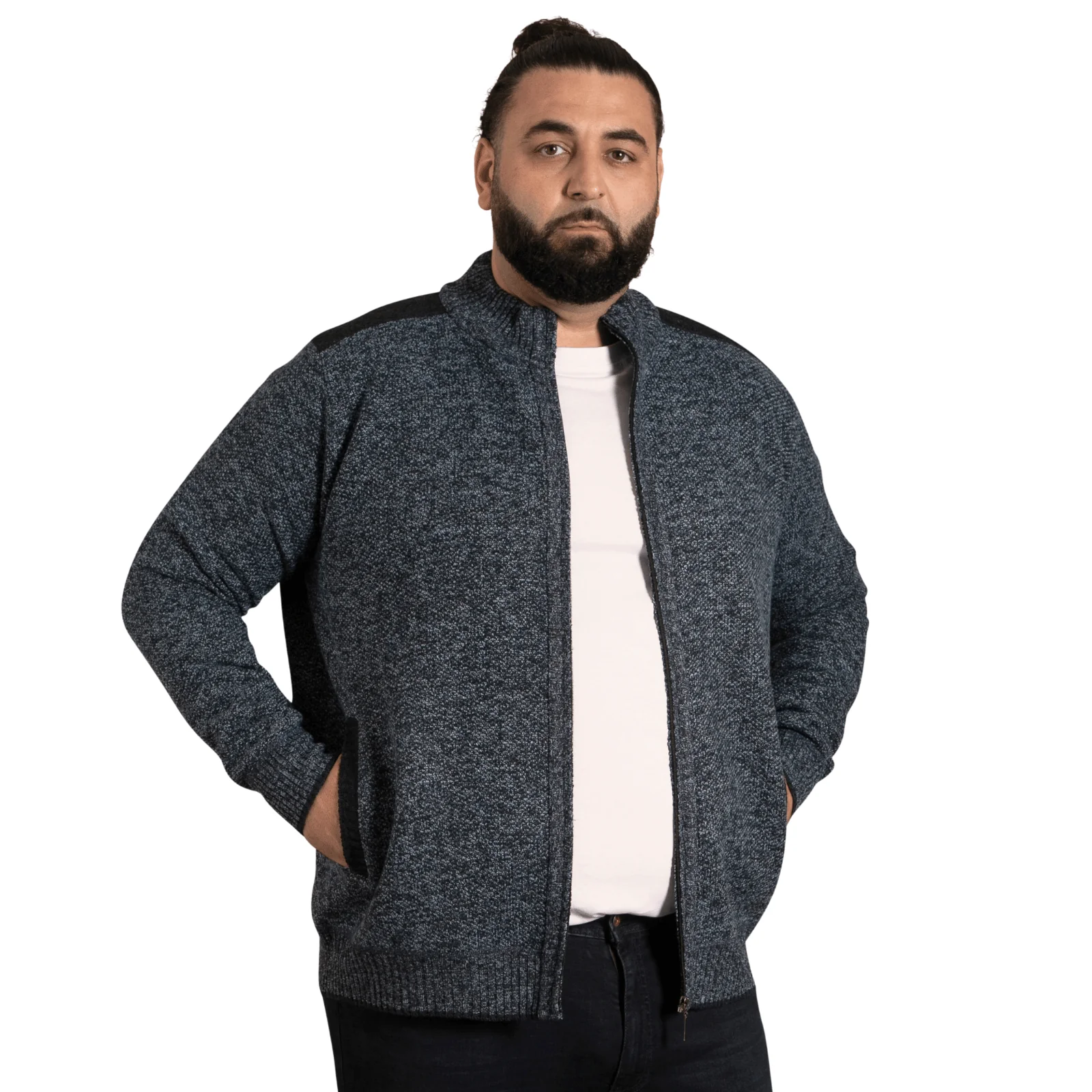D555 Mens Dereham Big & Tall Full Zip Knitwear Jacket - Image 2