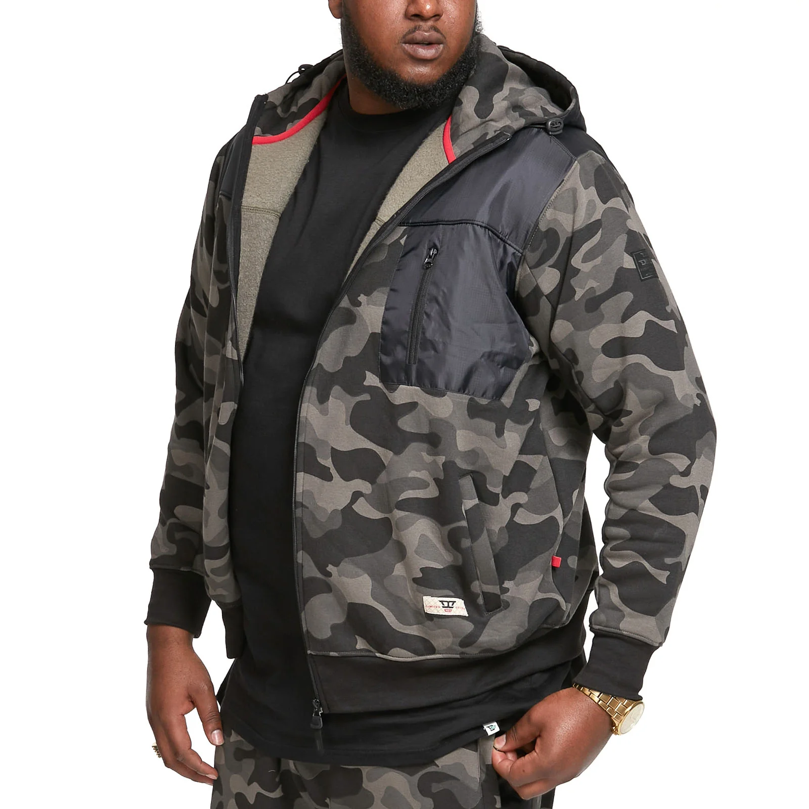 D555 Mens Grendon Big & Tall Full Zip Hoody - Camo - Image 2