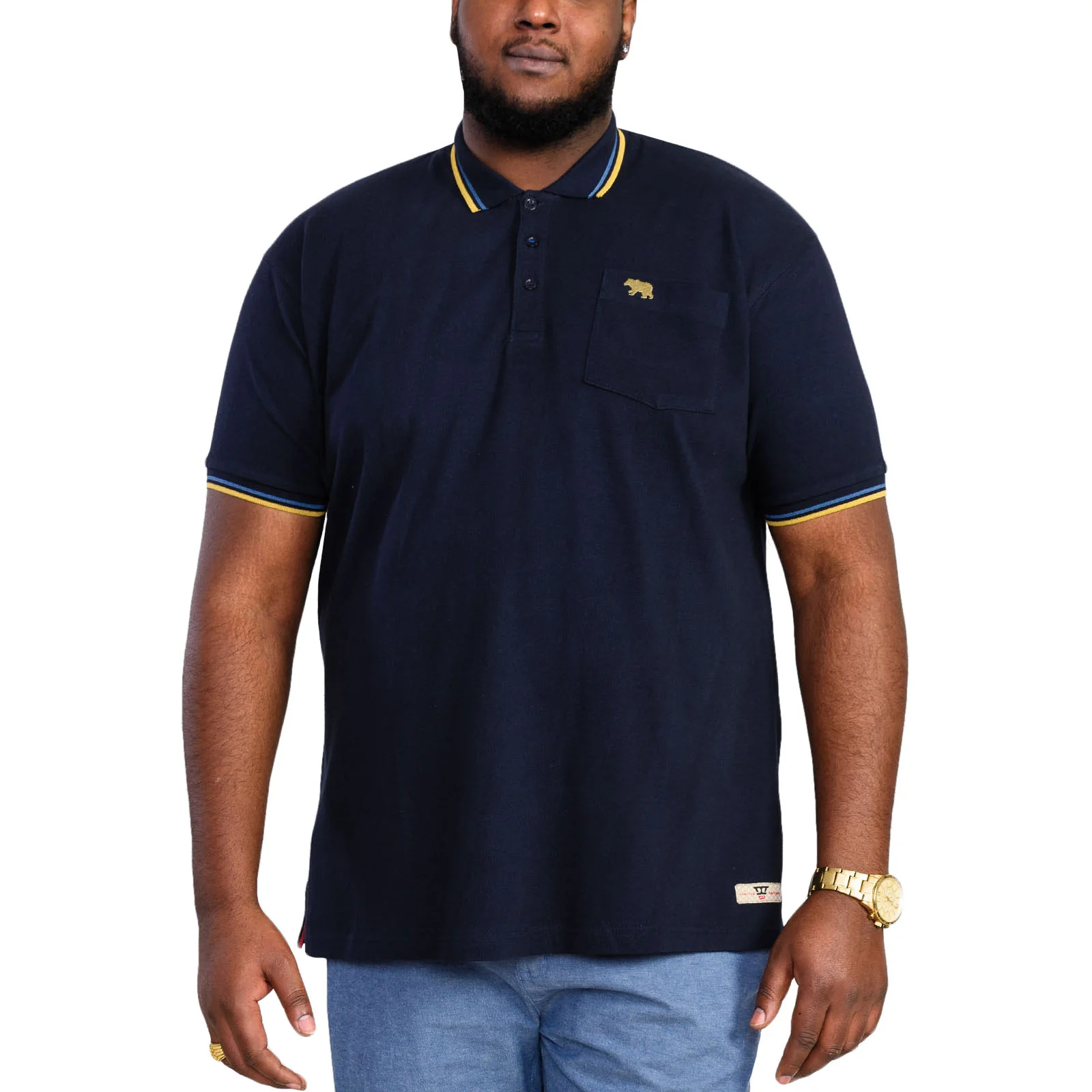 D555 Mens Hamford Big & Tall Pique Short Sleeve Polo Shirt Top - Image 2
