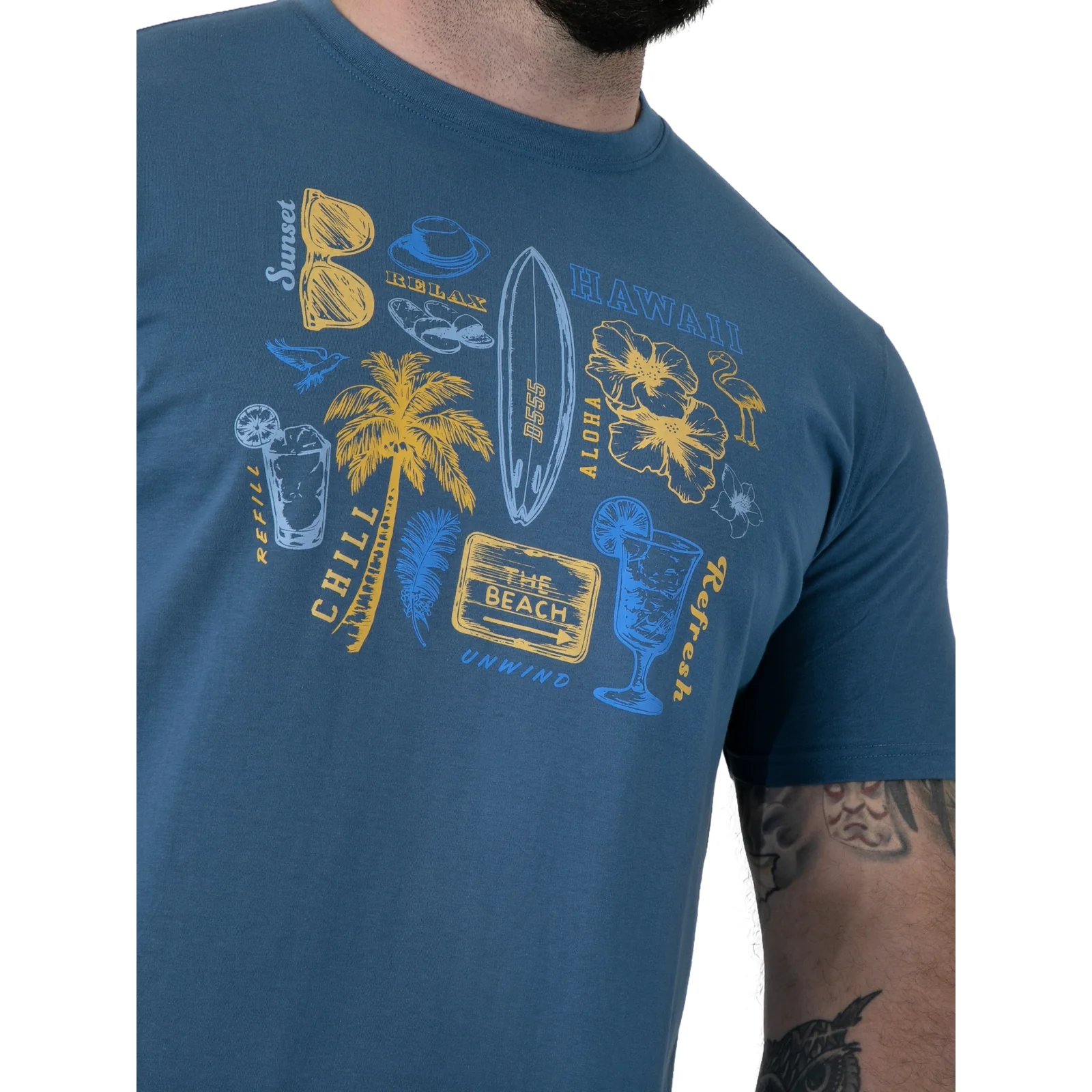 D555 Mens Hovell Big & Tall Beach Icon Short Sleeve T-Shirt - Image 4