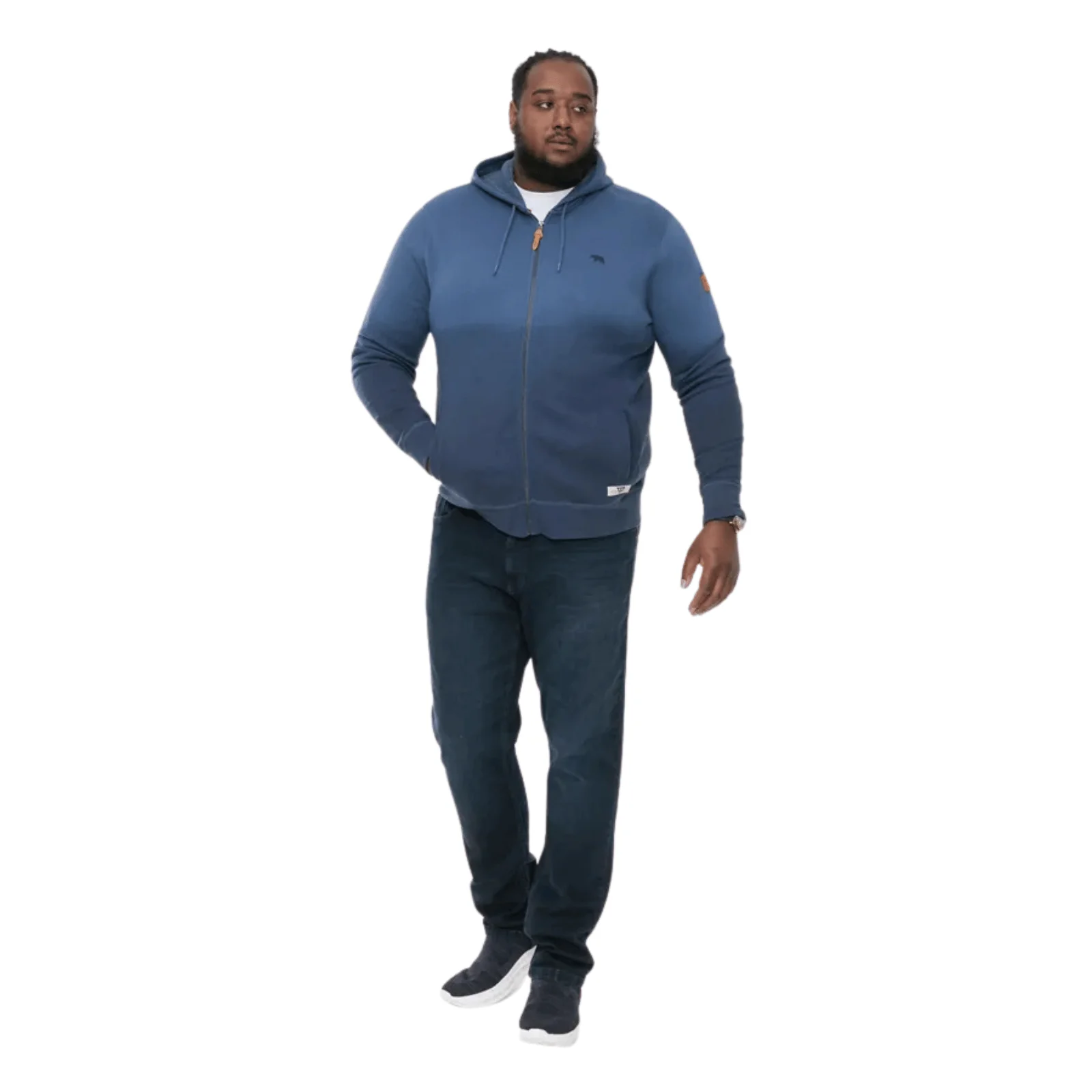 D555 Mens Hulk Big & Tall Dip Dye Full Zip Hooded Jacket - Image 2