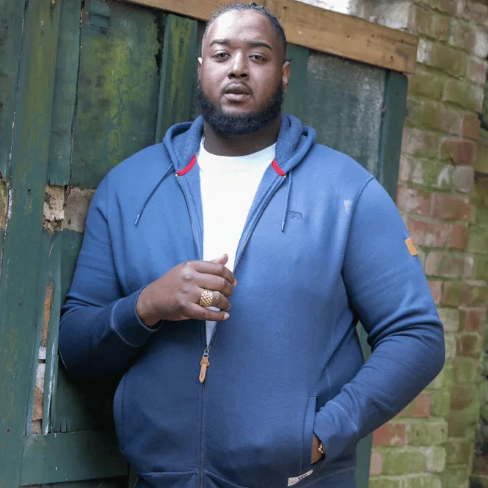 D555 Mens Hulk Big & Tall Dip Dye Full Zip Hooded Jacket - Image 4