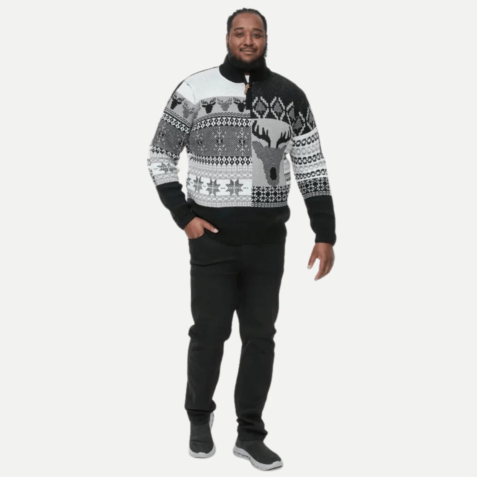 D555 Mens Icicle Big & Tall Half Zip Festive Christmas Jumper - Image 3