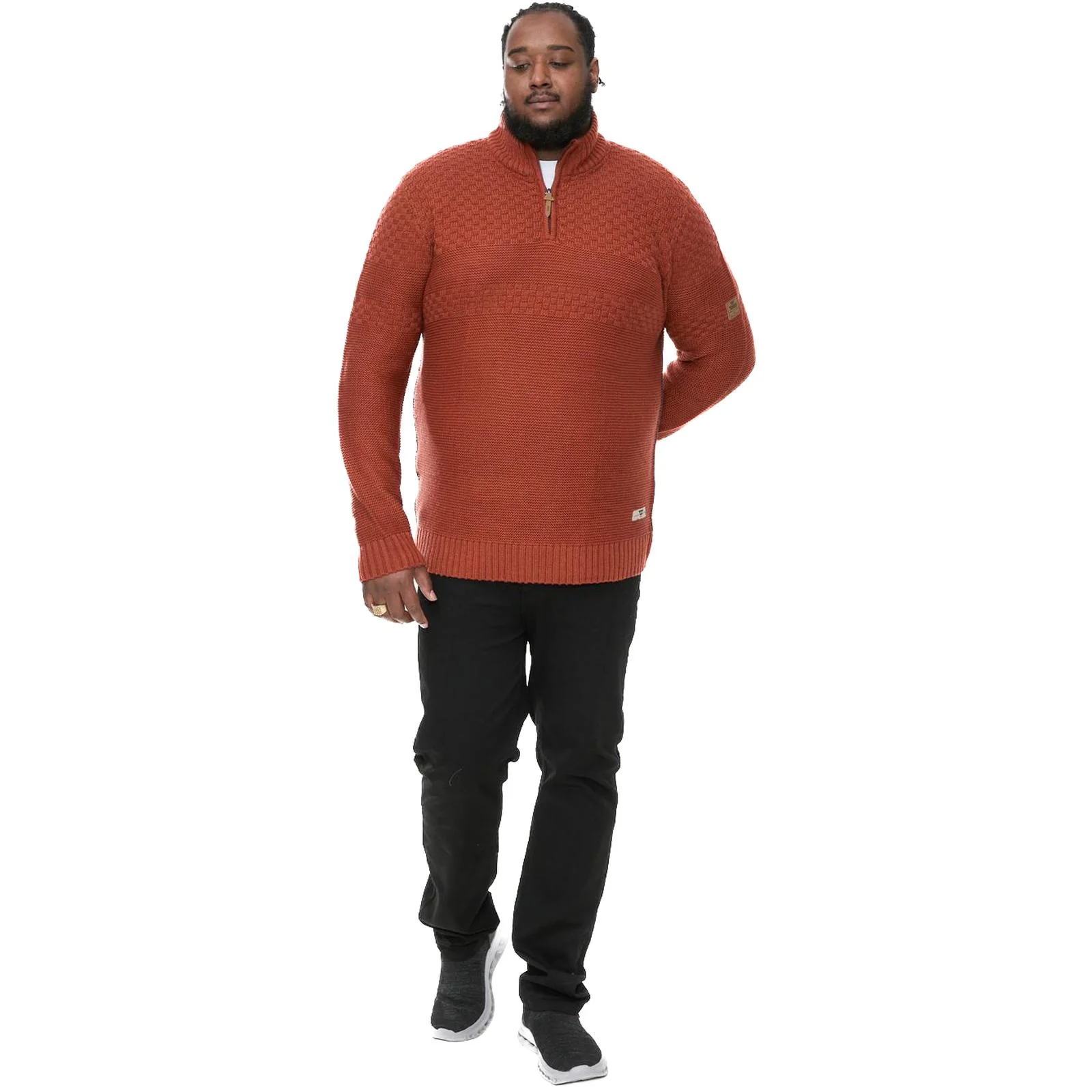 D555 Mens Kelton Big Tall Plus Size Half Zip Knitted Pullover Jumper - Image 3