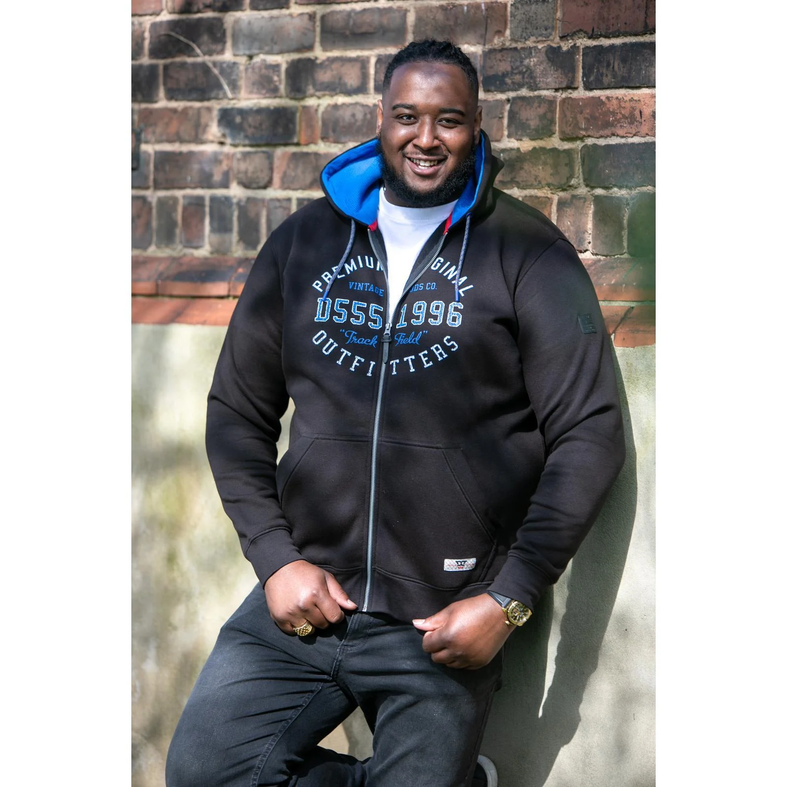 D555 Mens Lingard Big & Tall Hooded Full Zip Jacket - Image 4