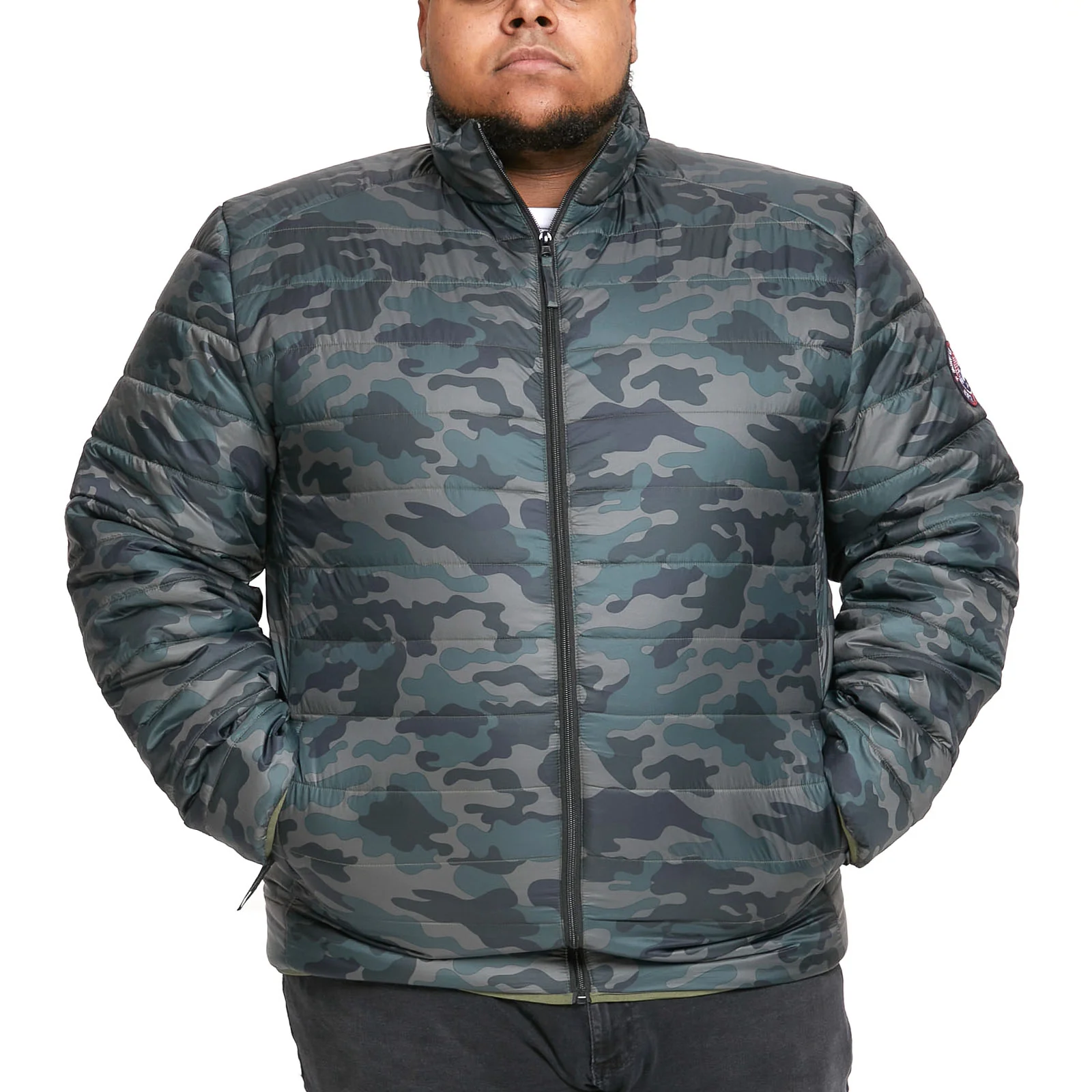 D555 Mens Peter Big & Tall Padded Quilted Printed Puffer Jacket - Black - Image 2