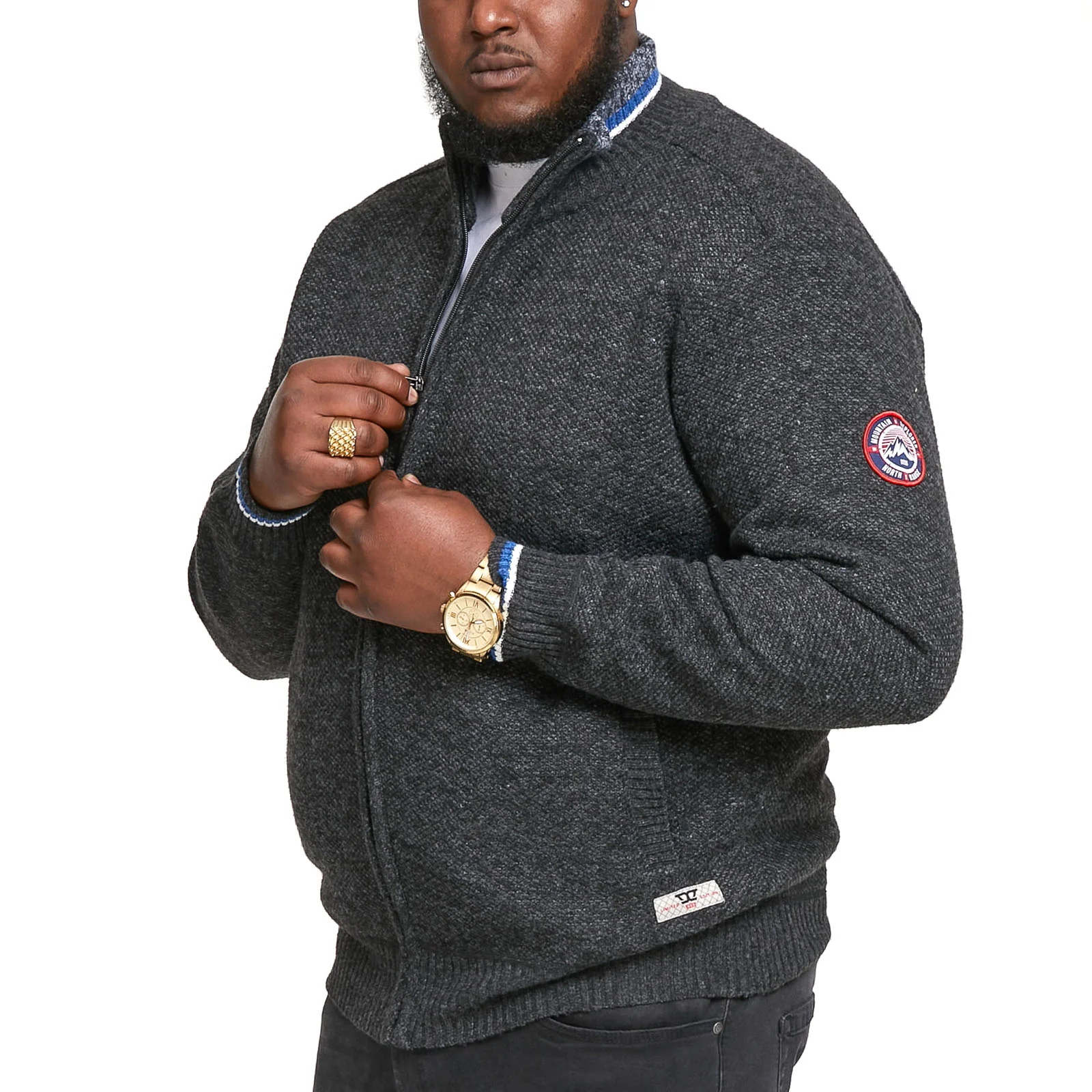 D555 Mens Salvatore Big & Tall Knitted Full Zip Jumper - Image 6