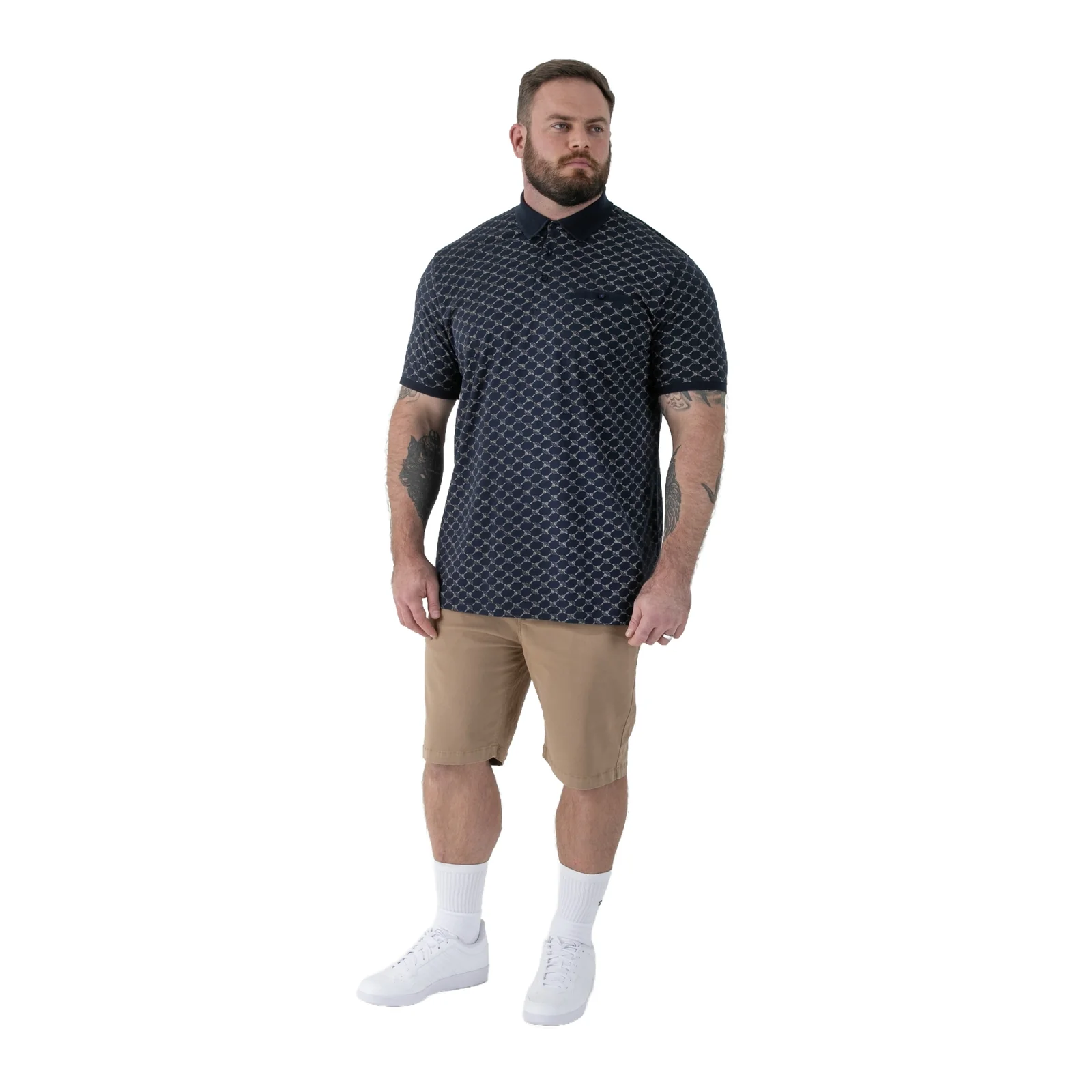 D555 Mens Saunders Big & Tall Jacquard Short Sleeve Polo Shirt - Image 2