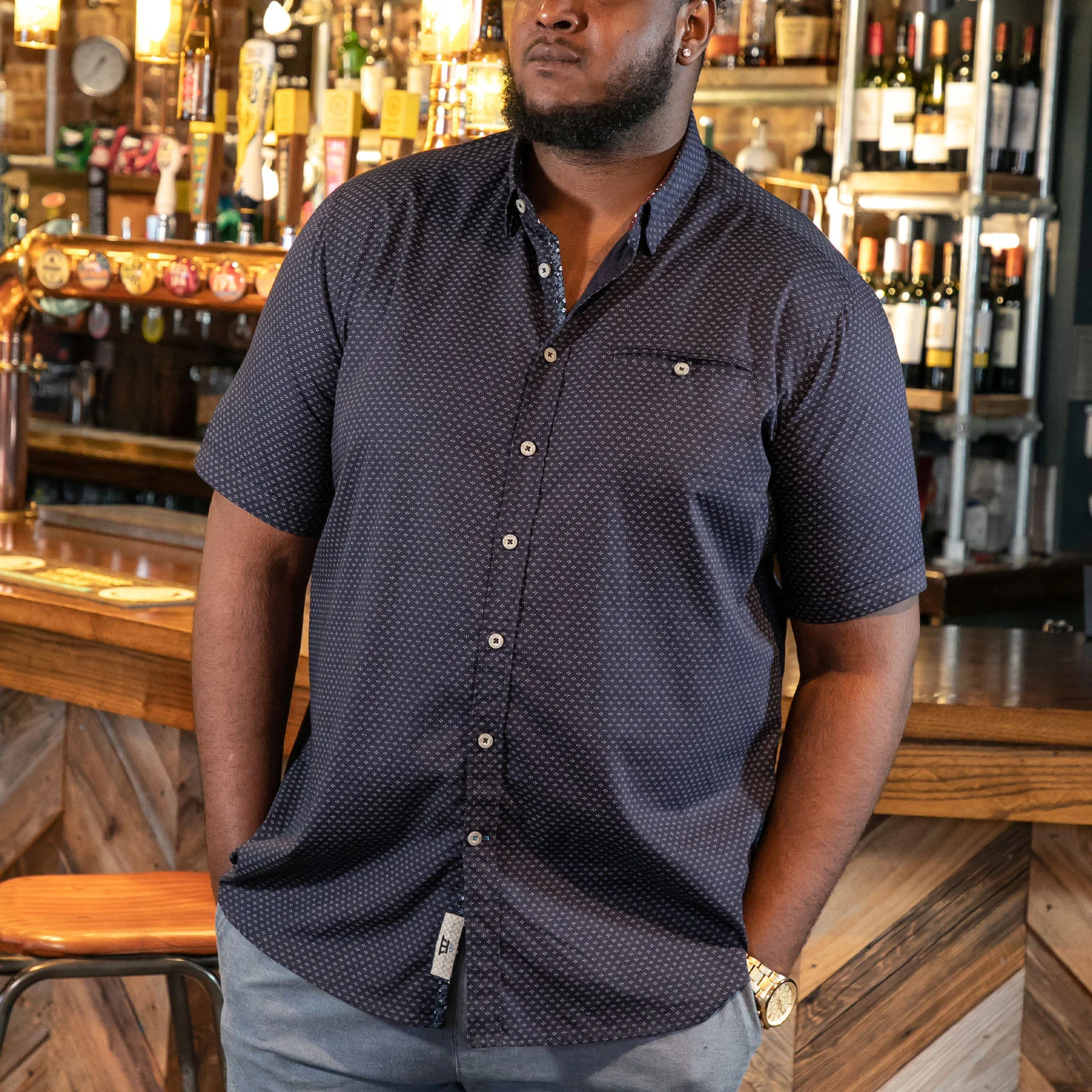 D555 Mens Telford Big & Tall Short Sleeve Shirt - Navy - Image 4