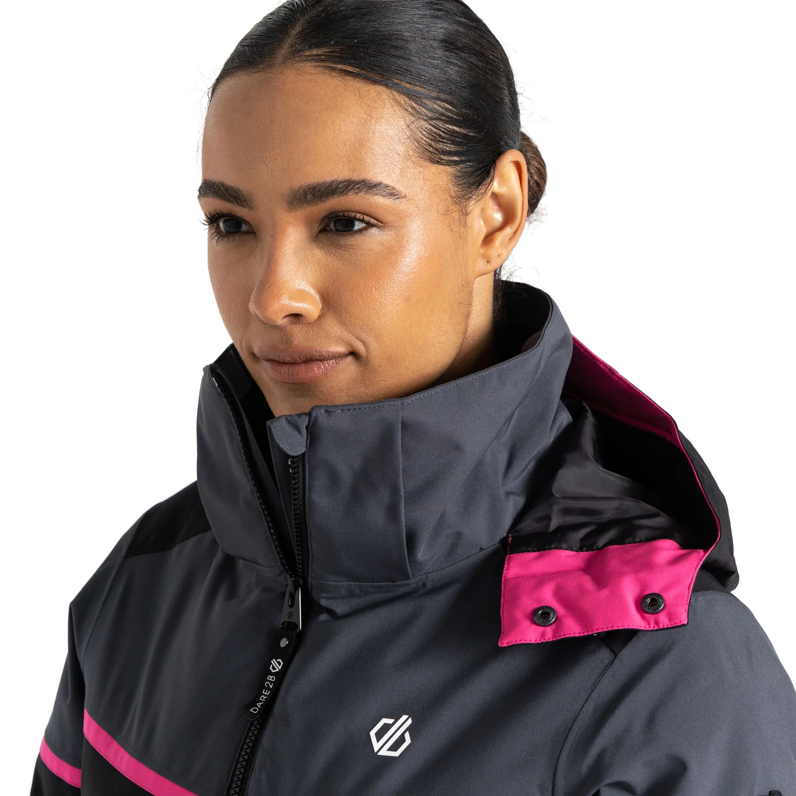Dare 2b Womens Carving Hooded Waterproof Thermal Ski Jacket - Black/Ebony - Image 5
