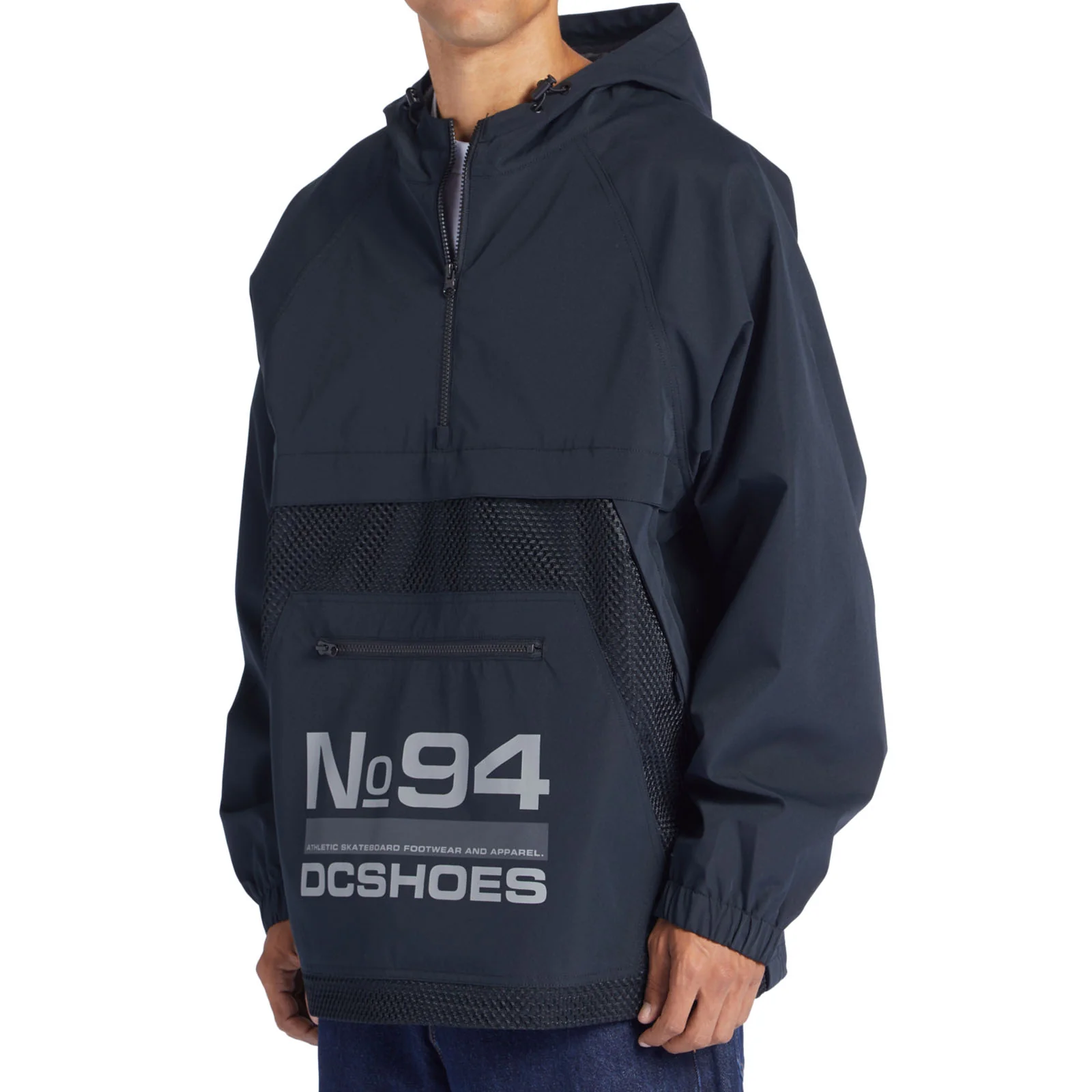 DC Shoes Mens Lofi Hooded Pullover Windbreaker Poncho - Black - Image 3