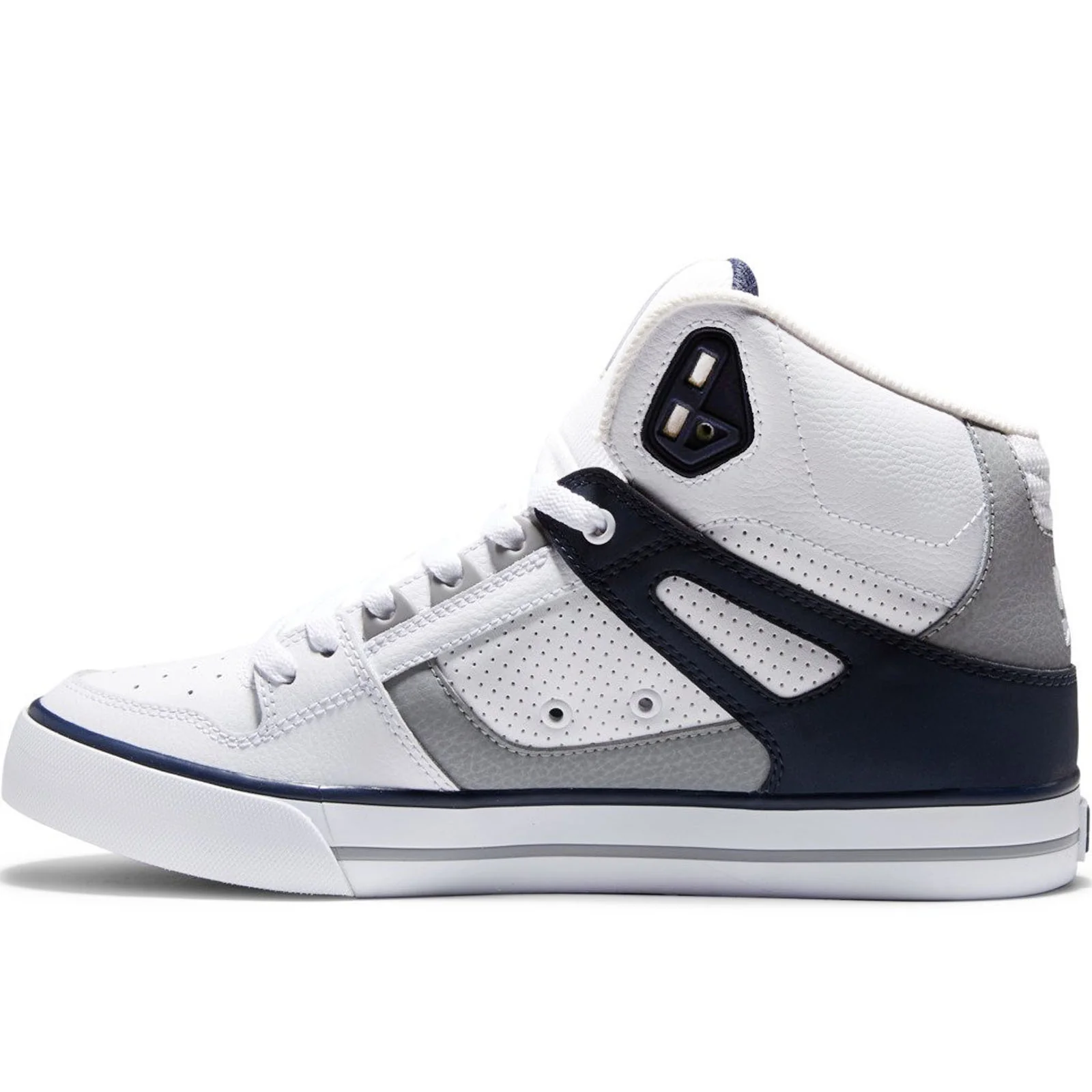 DC Shoes Mens Pure High Top Leather Trainers - White/Navy - Image 2