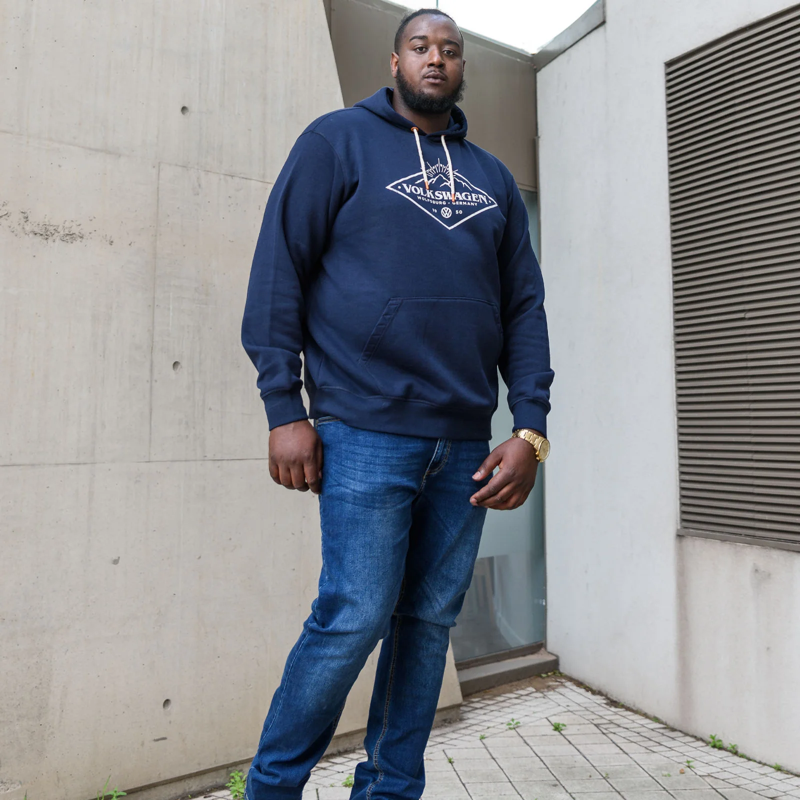 D555 Mens Hanwell Big & Tall Official Volkswagen Hoodie - Navy - Image 2