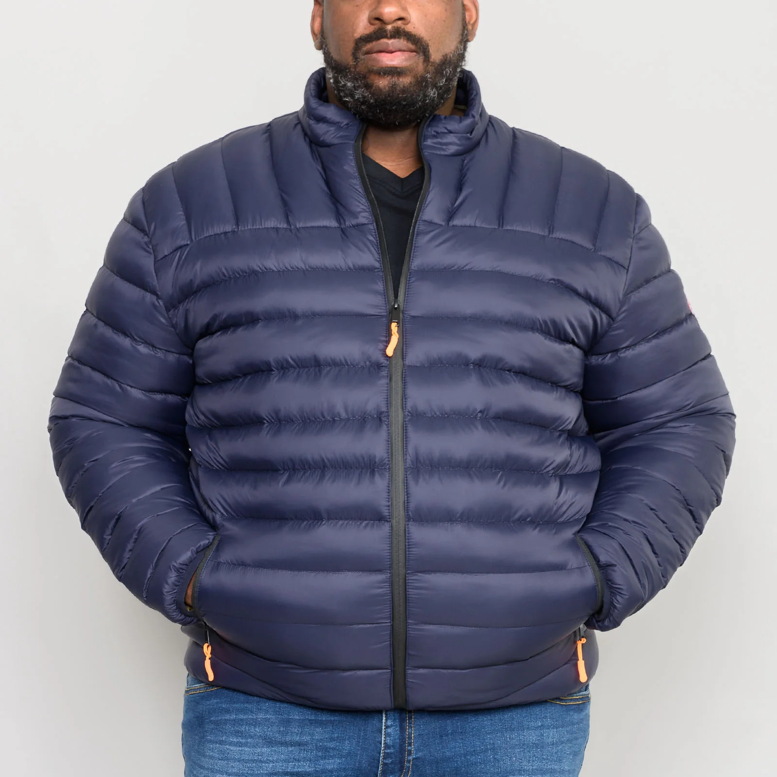 D555 Mens Limehouse Big & Tall Puffer Jacket - Navy - Image 2